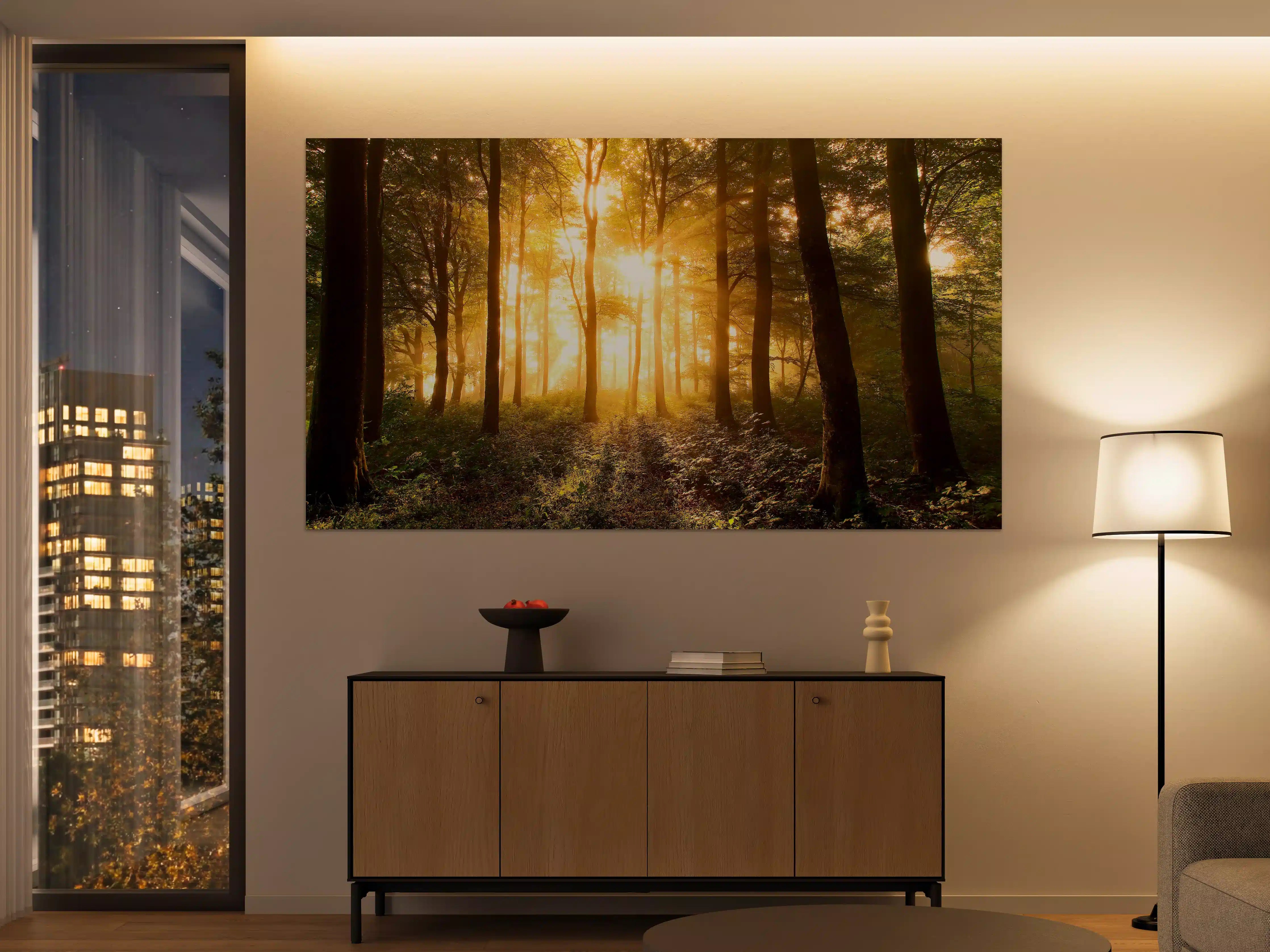 Große Wandbilder - Graue Lichtspuren im Wald