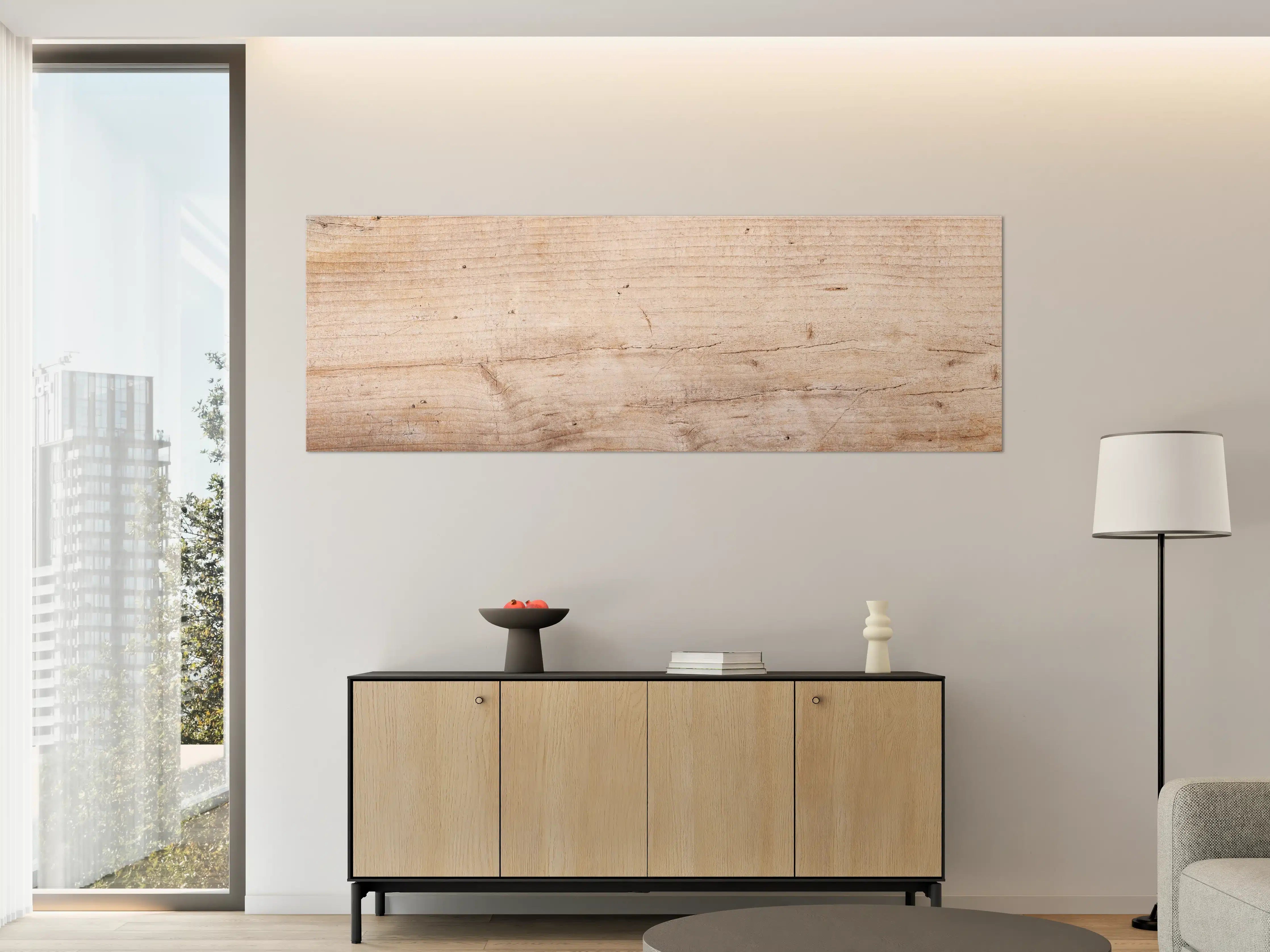 Große Wandbilder - Graue Maserung auf weißer Holzwand
