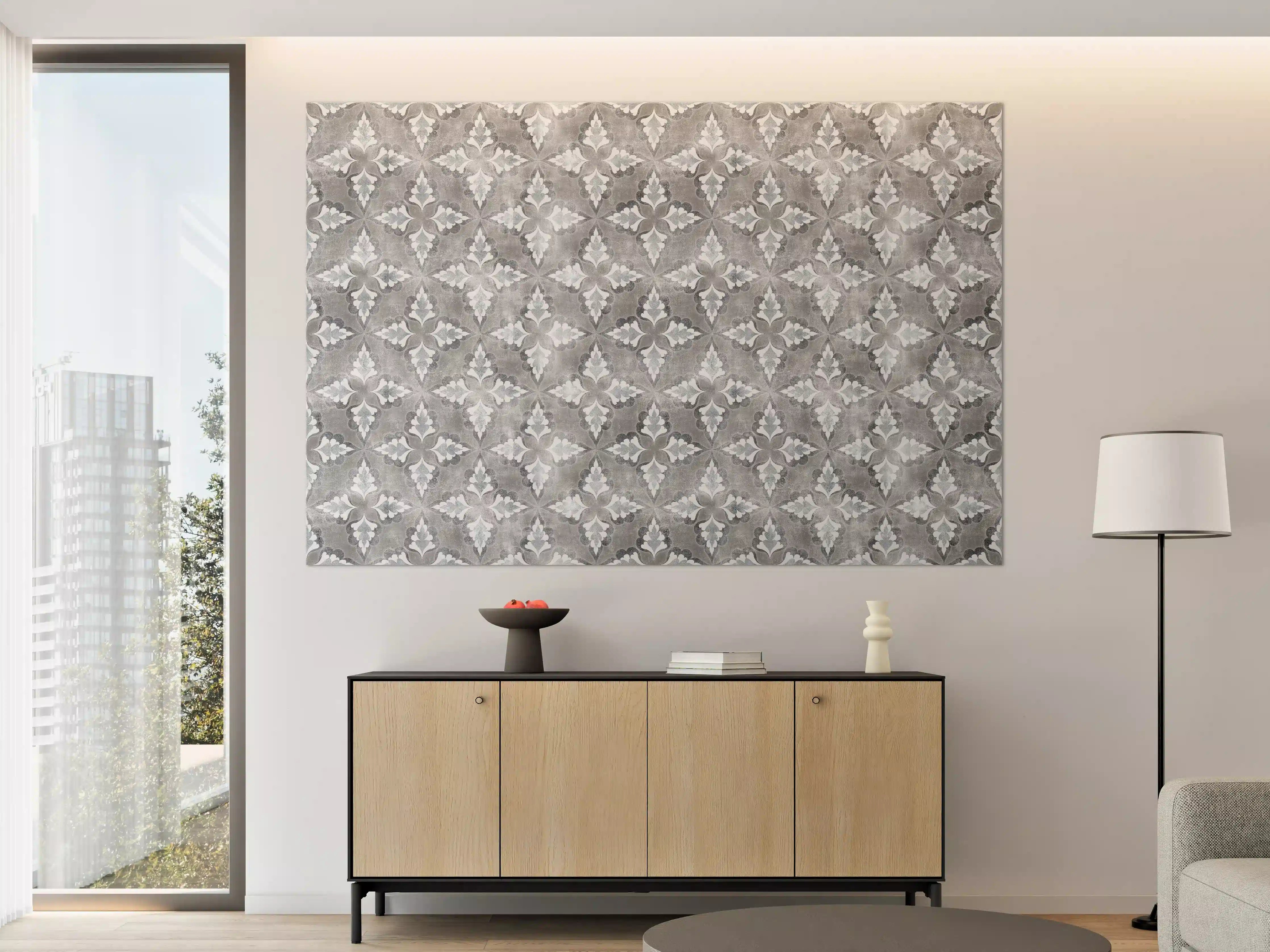 Große Wandbilder - Graue Mauer mit eleganter Musterung