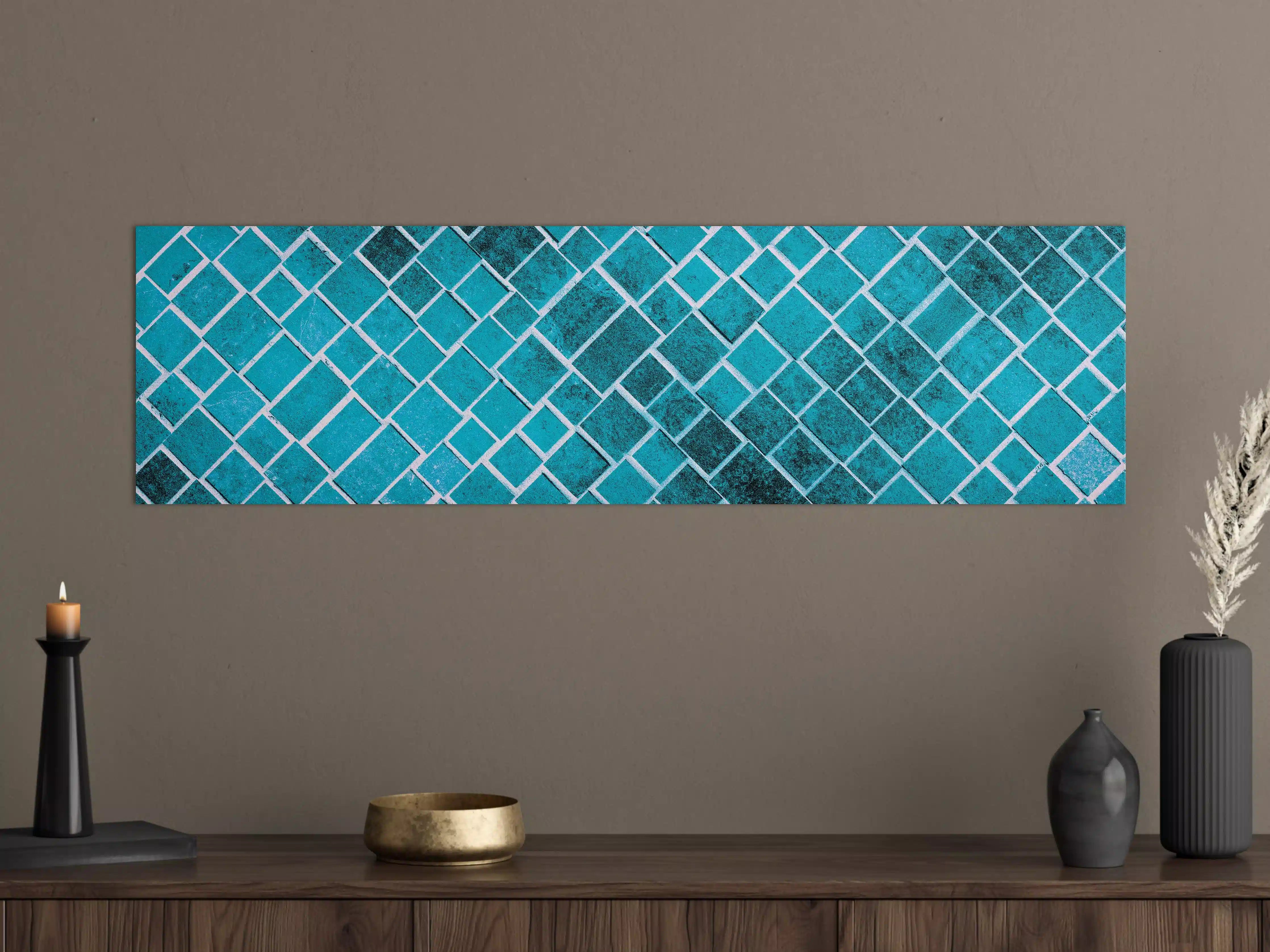 Große Wandbilder - Graue Mosaikfliesen mit geometrischem Design