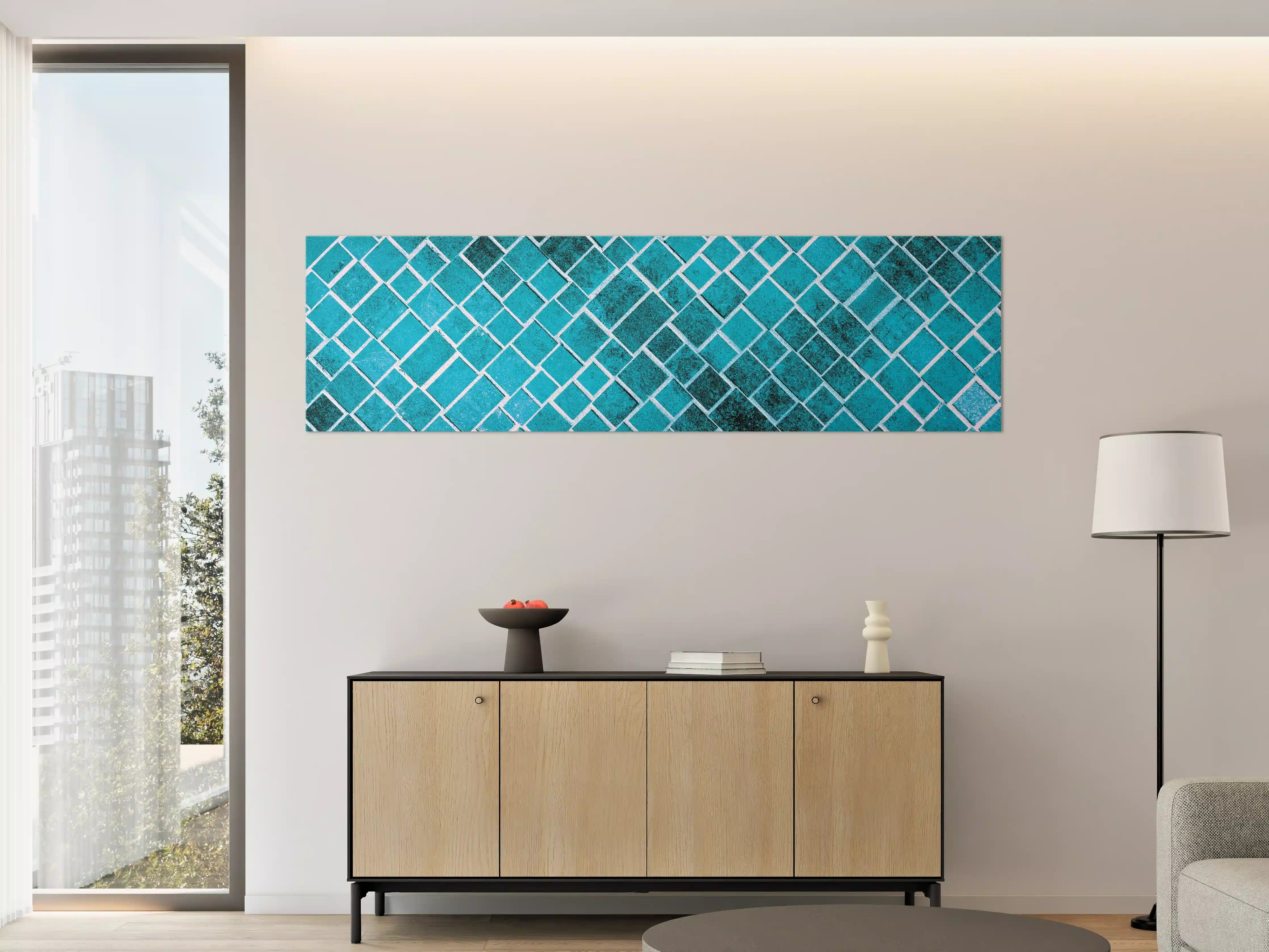 Große Wandbilder - Graue Mosaikfliesen mit geometrischem Design