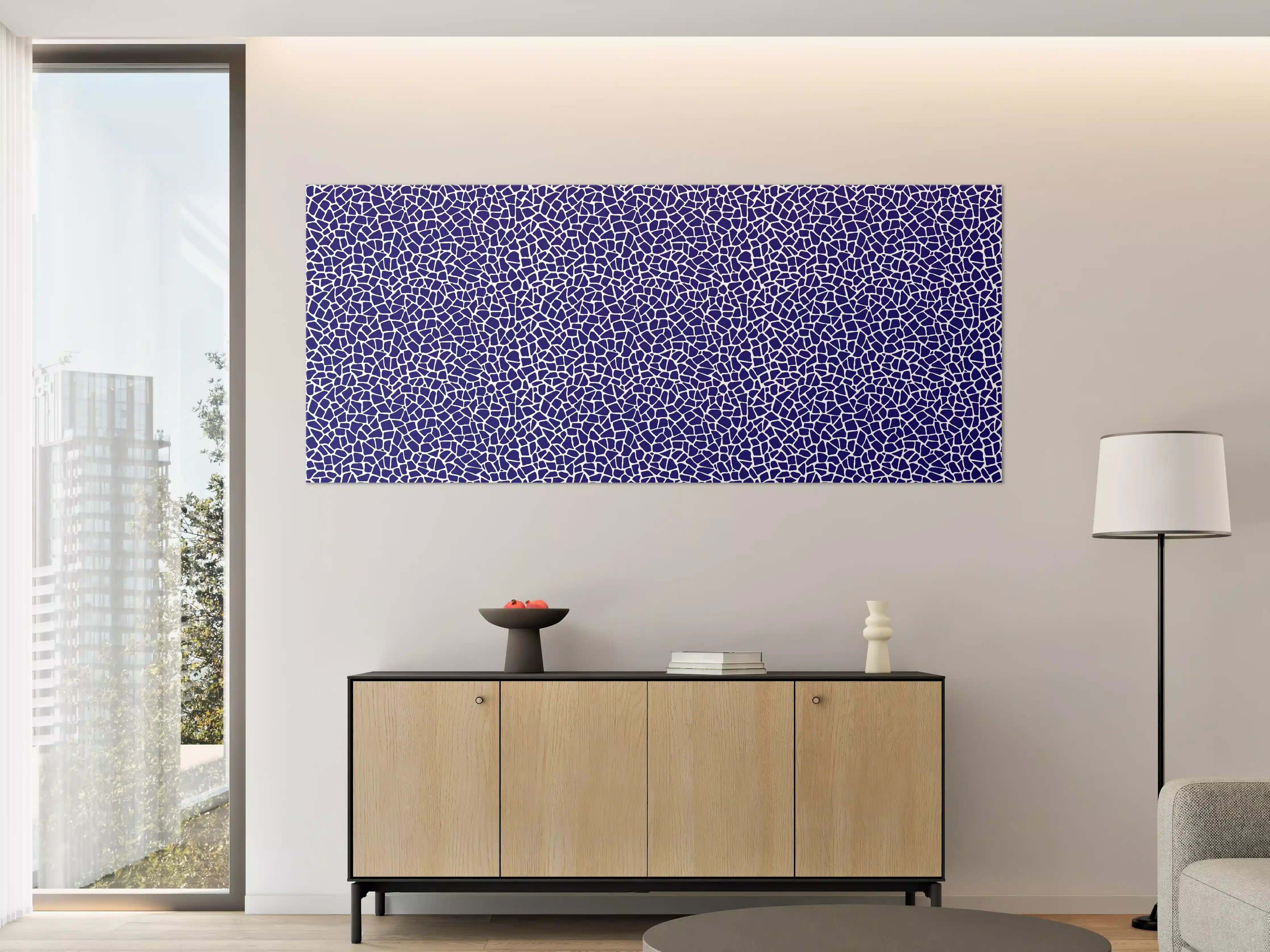 Große Wandbilder - Graue Mosaiklinien in weißem Muster