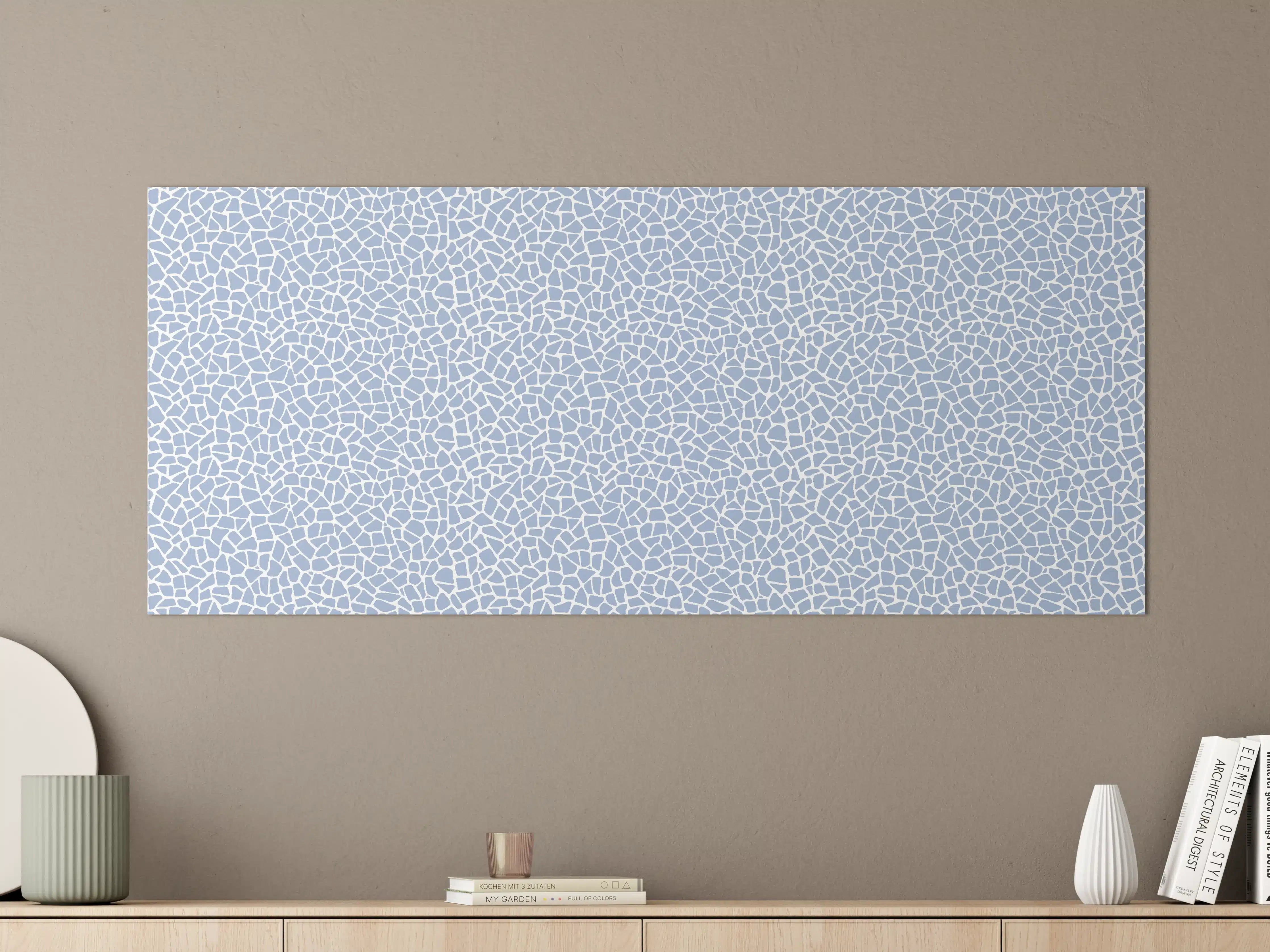 Große Wandbilder - Graue Mosaikstrukturen in Blau
