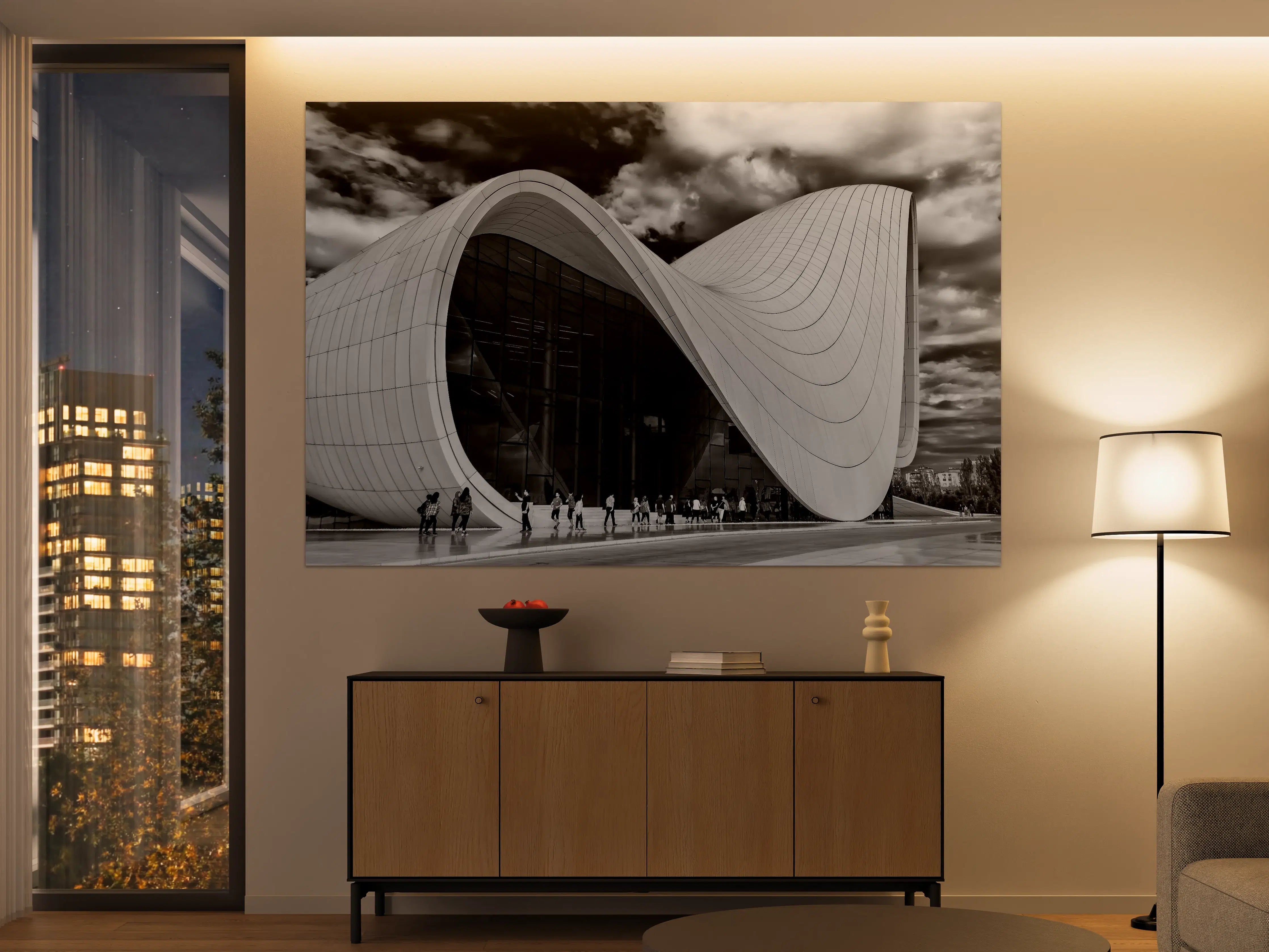 Große Wandbilder - Graue Nuancen in Moderner Architektur