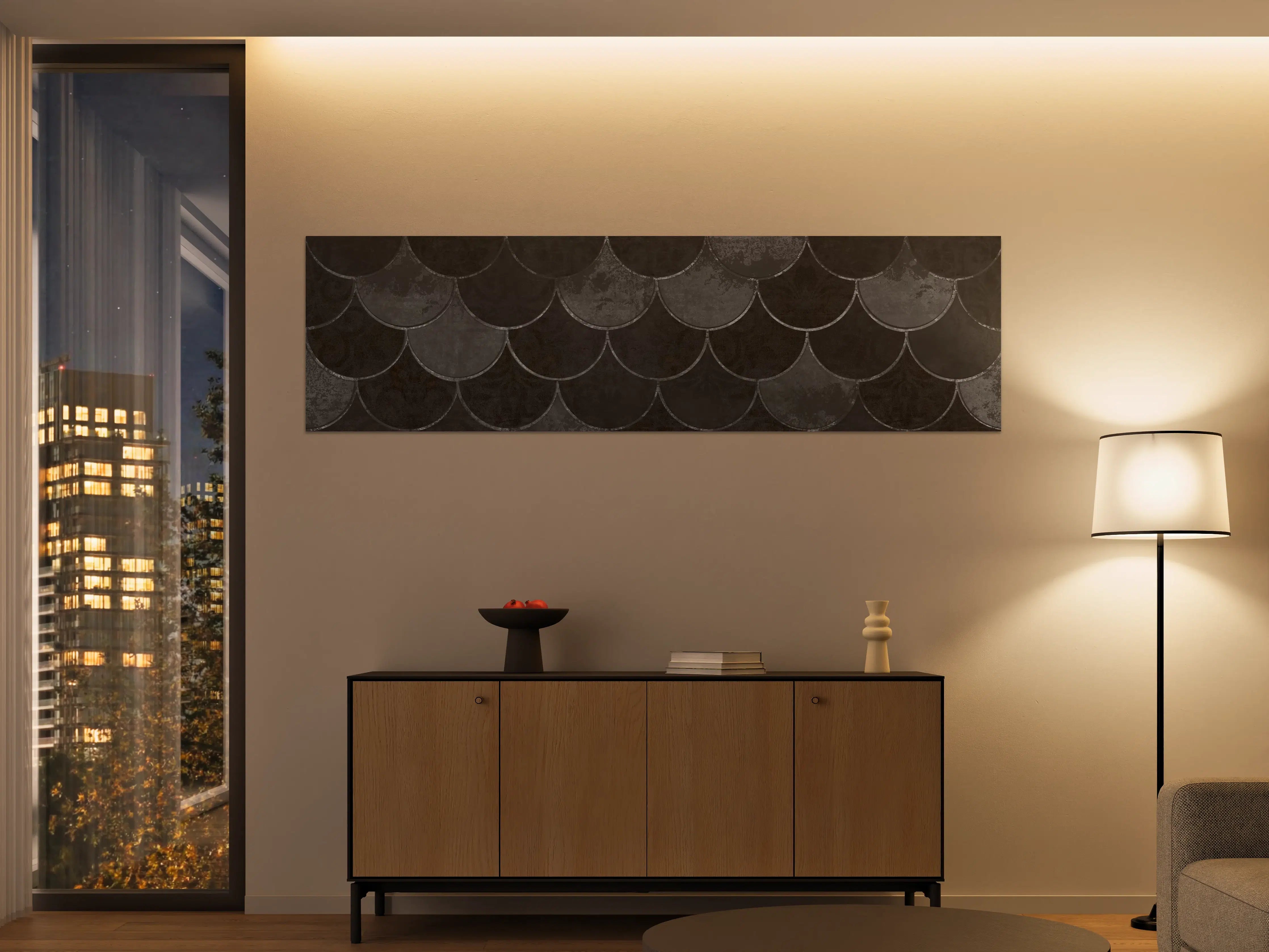 Große Wandbilder - Graue Schuppenstruktur, elegant und modern
