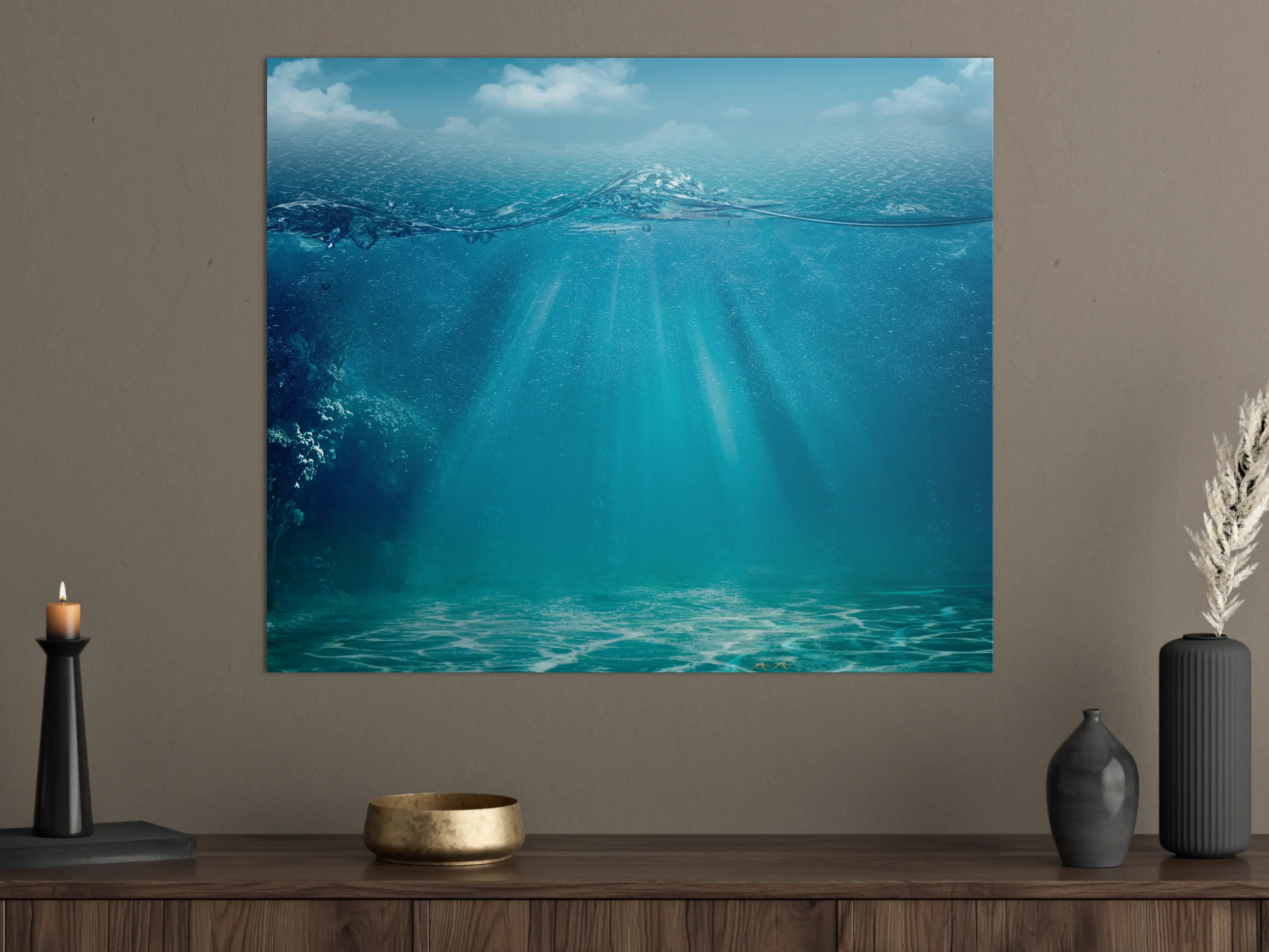 Große Wandbilder - Graue Sonnenstrahlen unter Wasser