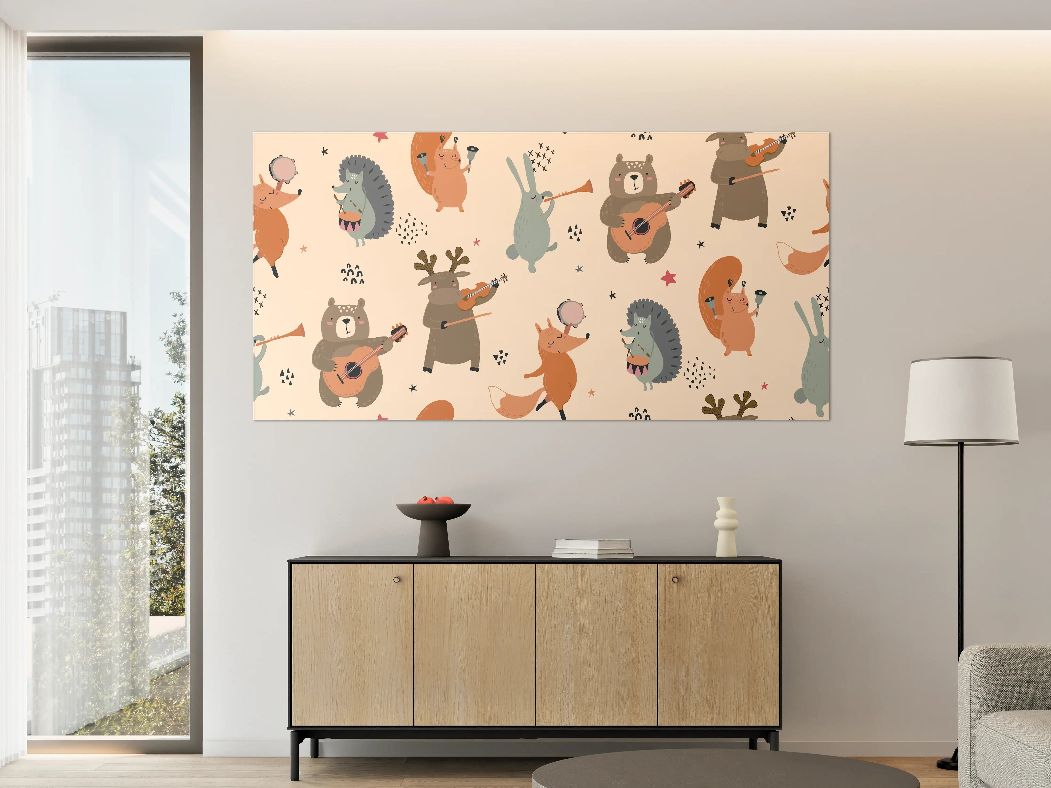 Große Wandbilder - Graue Tierkunst mit bunten Akzenten