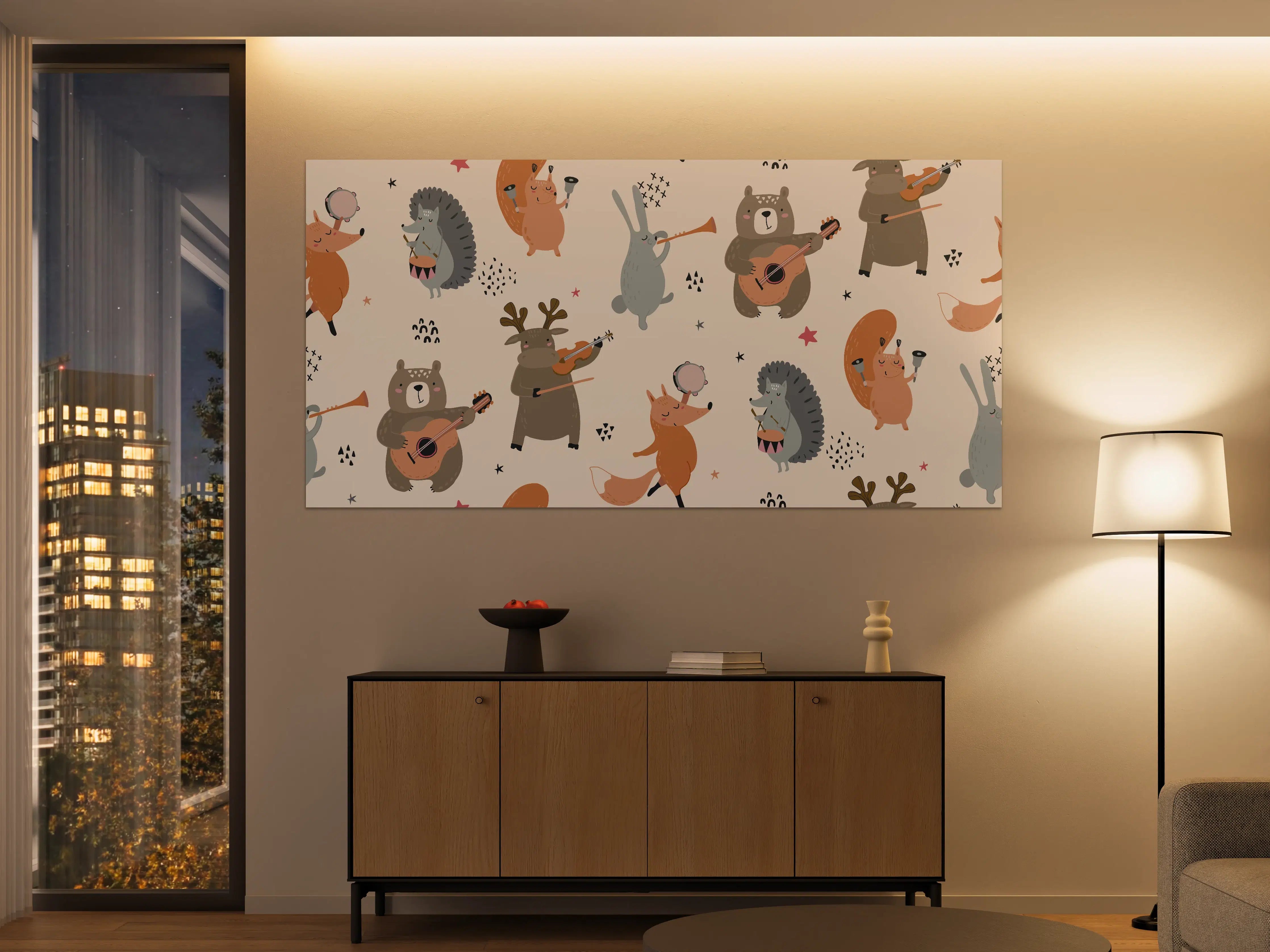 Große Wandbilder - Graue Tierkunst mit bunten Akzenten