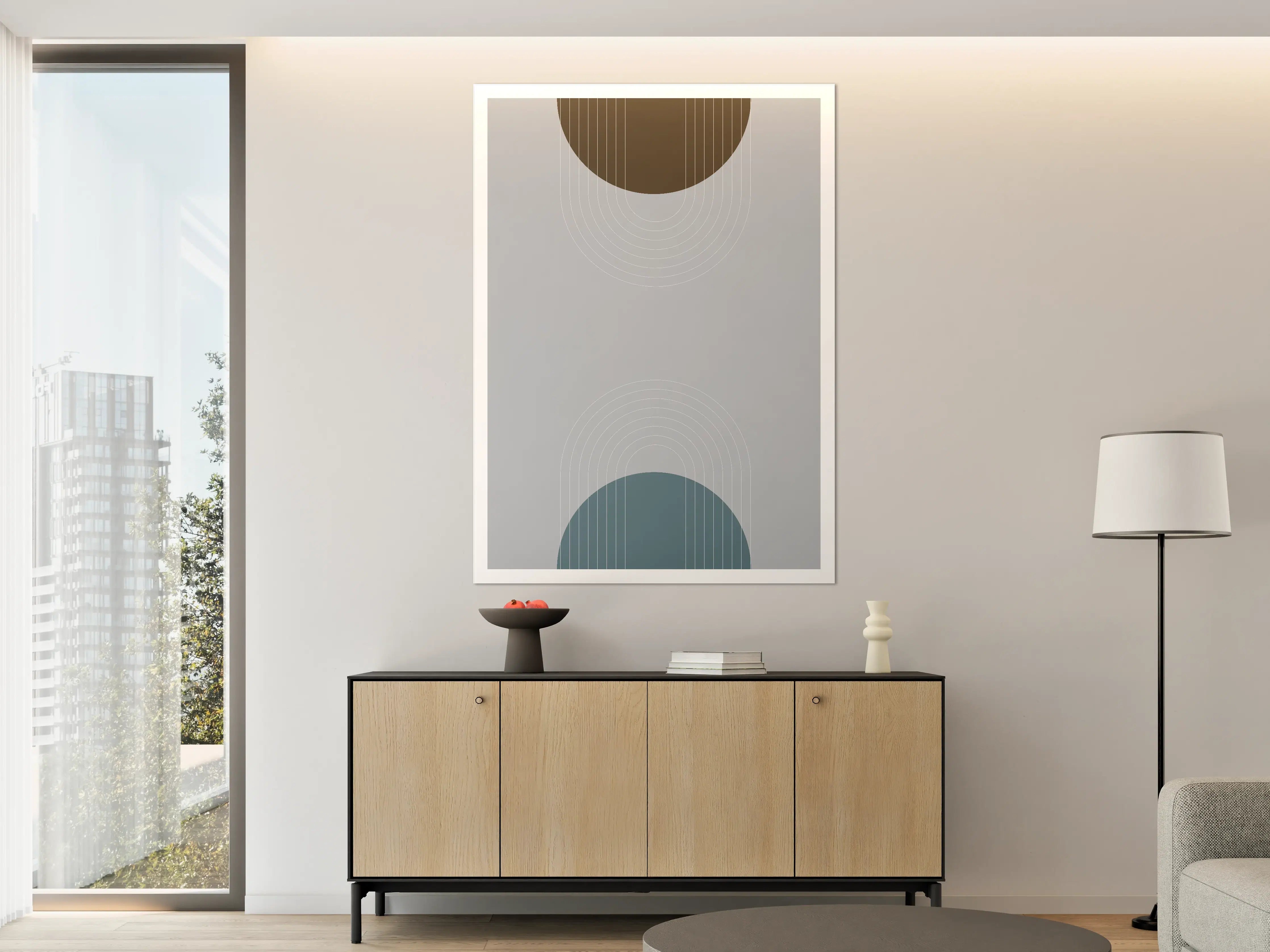 Große Wandbilder - Graue Wandkunst: Geometrische Eleganz