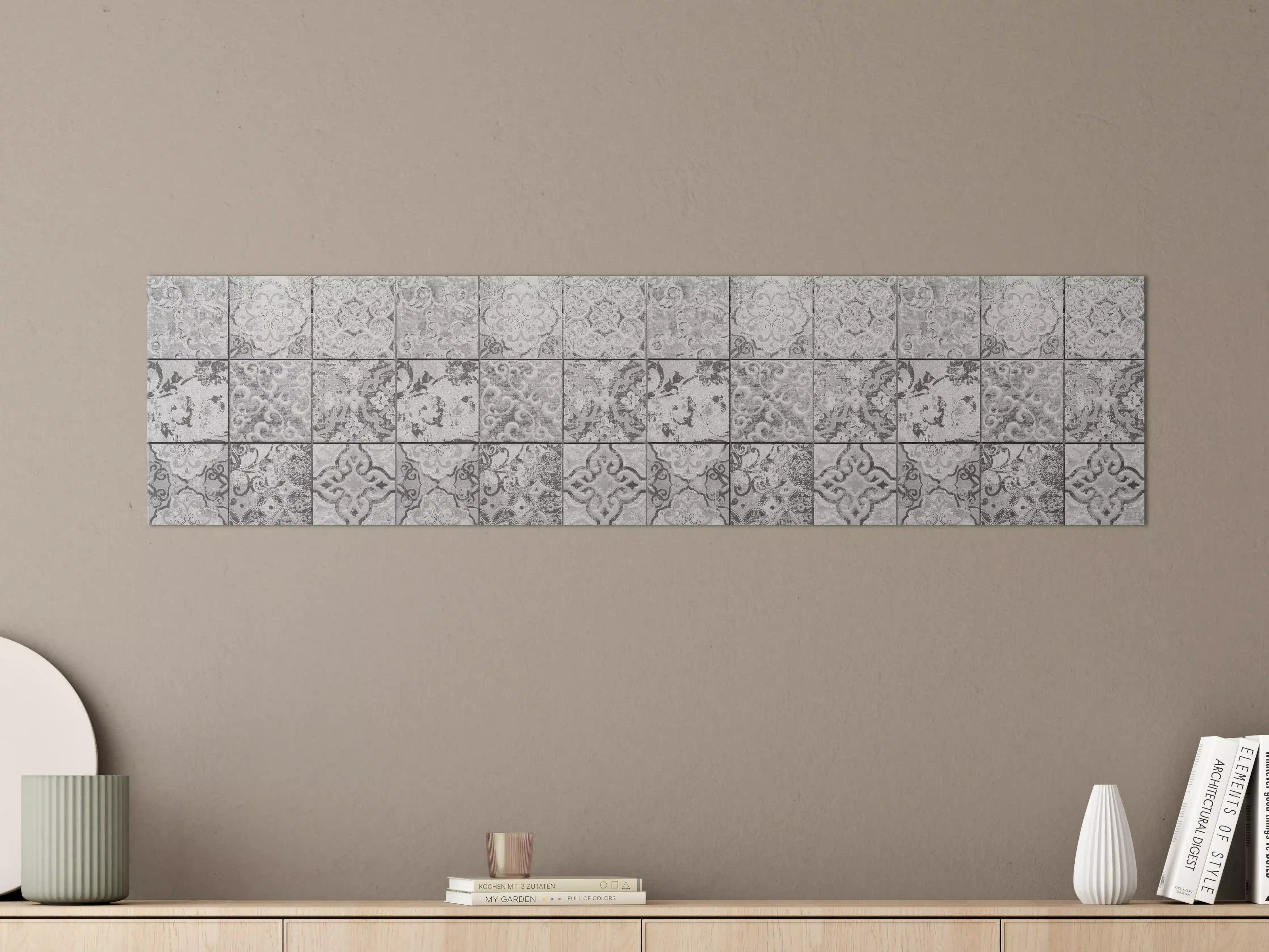 Große Wandbilder - Graue rechteckige Vintage Zementwand
