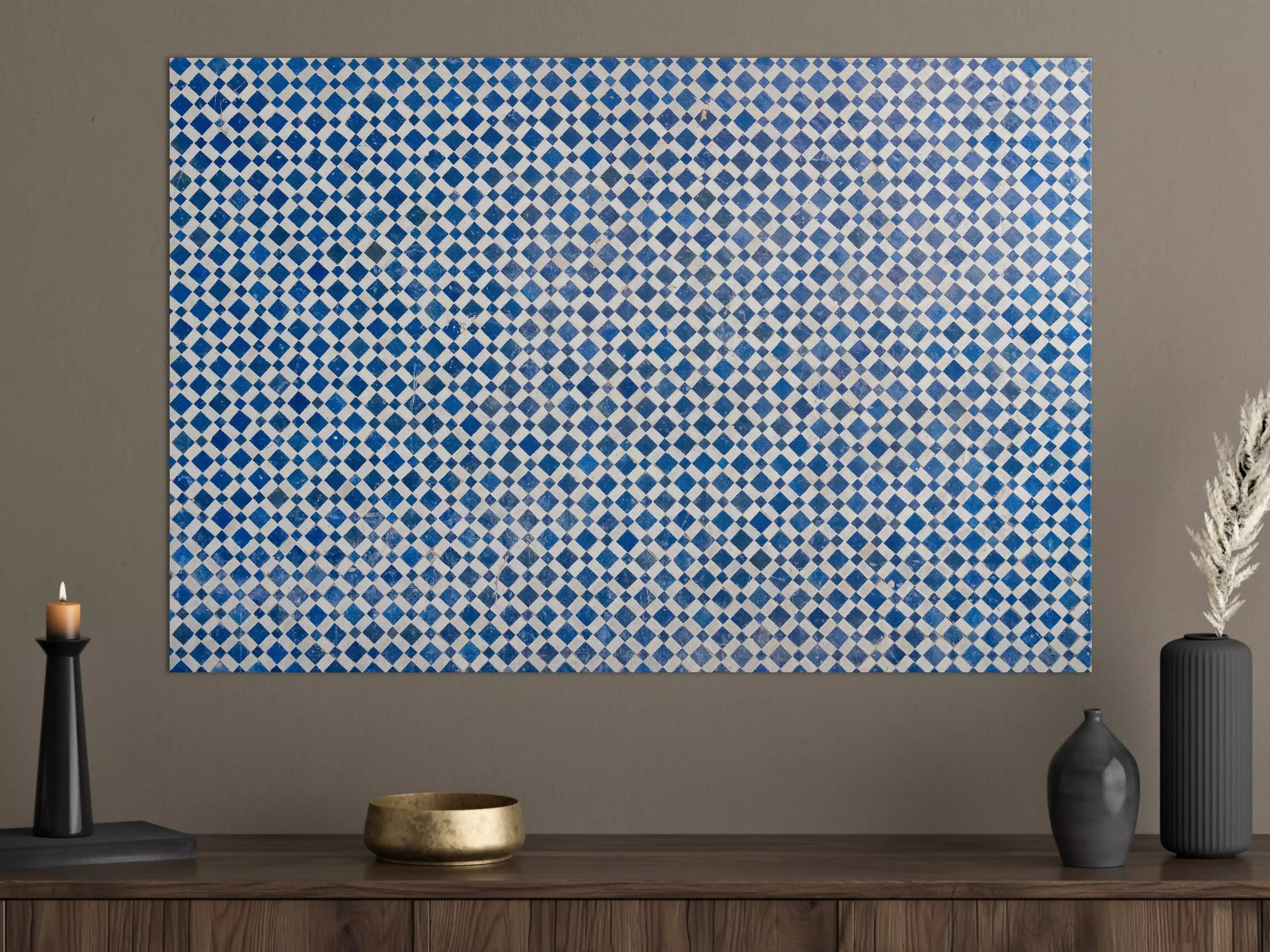 Große Wandbilder - Graue und blaue Mosaikfliesen