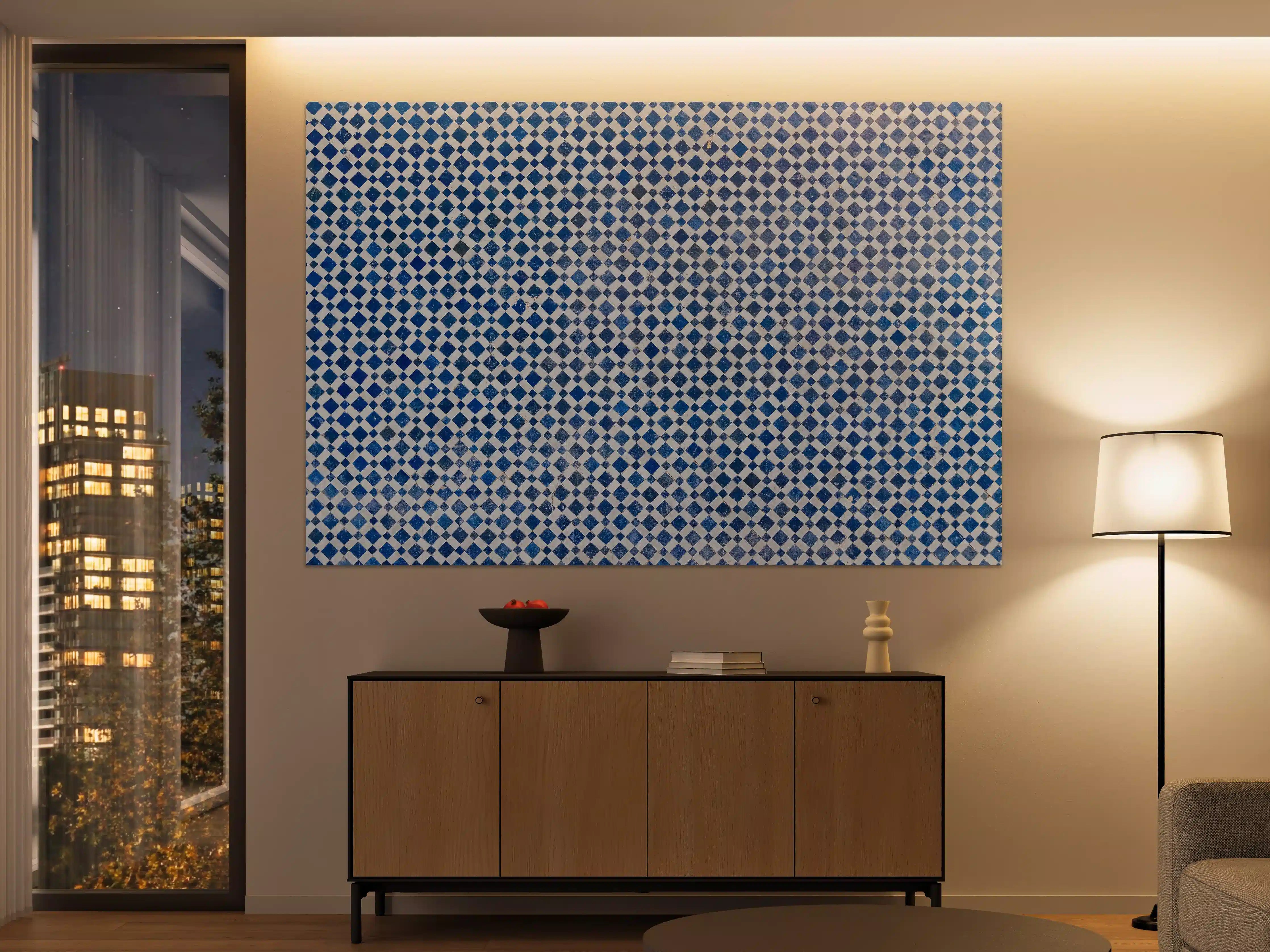 Große Wandbilder - Graue und blaue Mosaikfliesen