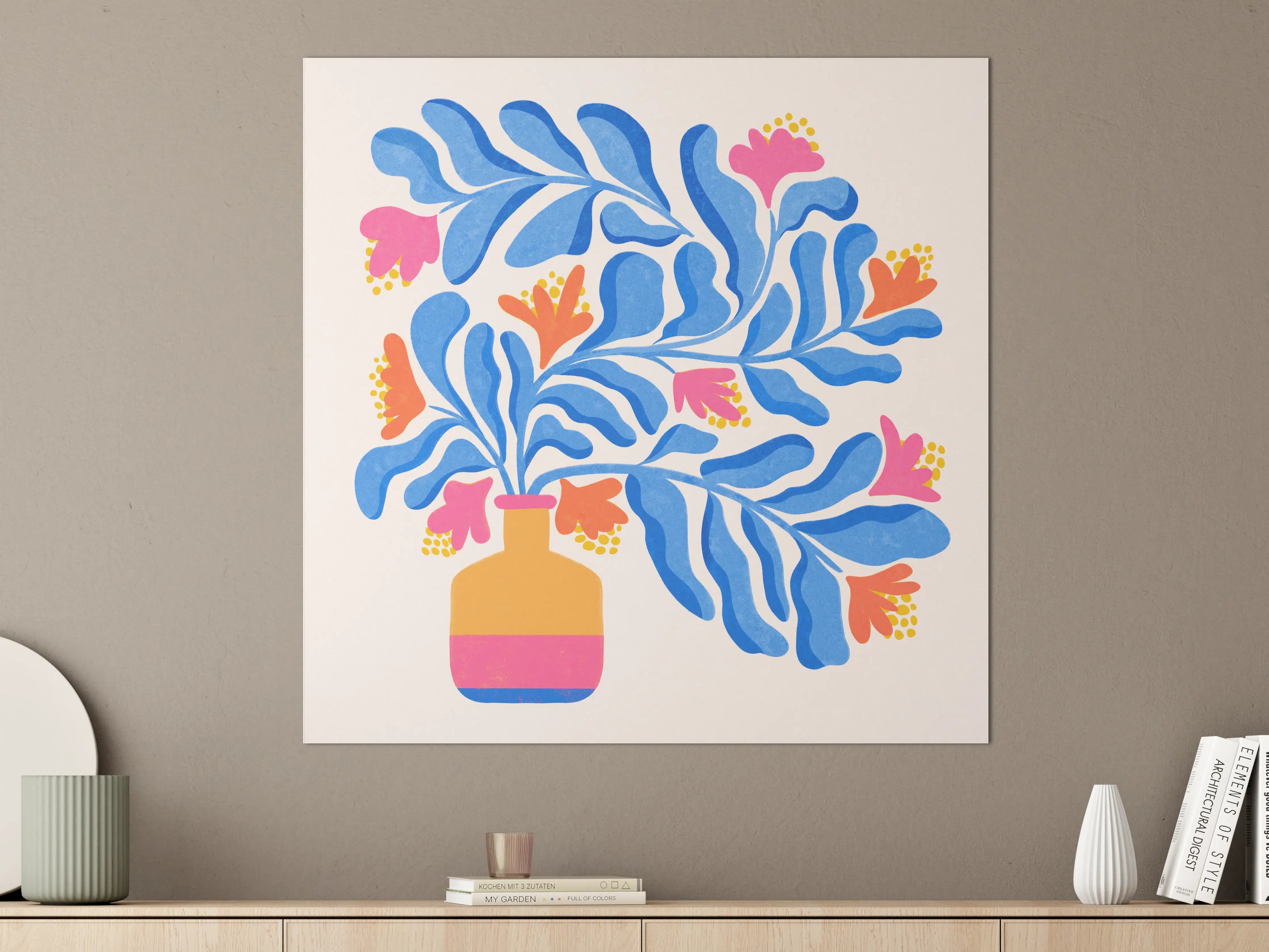 Große Wandbilder - Grauer Blumenstrauß in moderner Vase