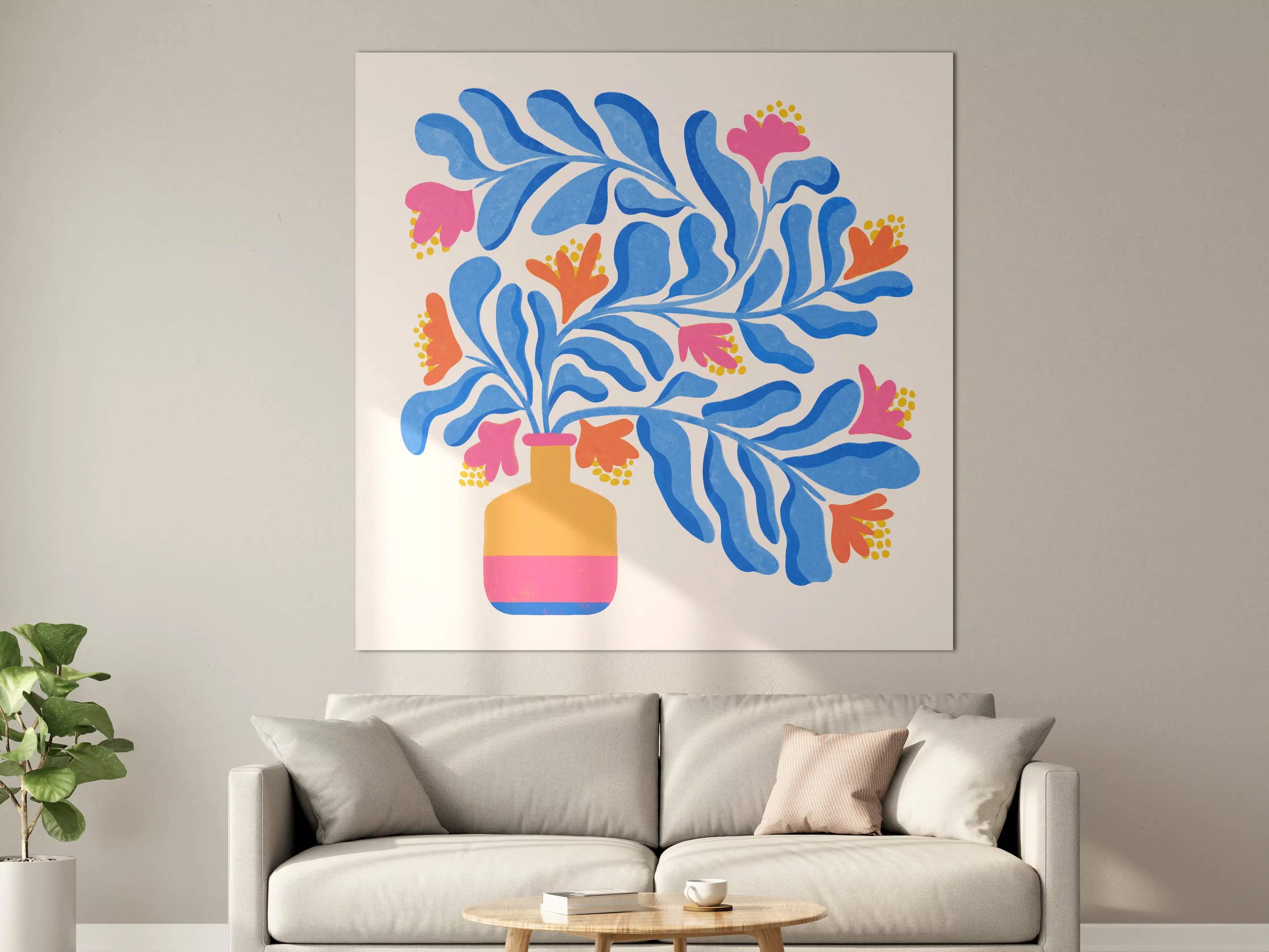 Große Wandbilder - Grauer Blumenstrauß in moderner Vase