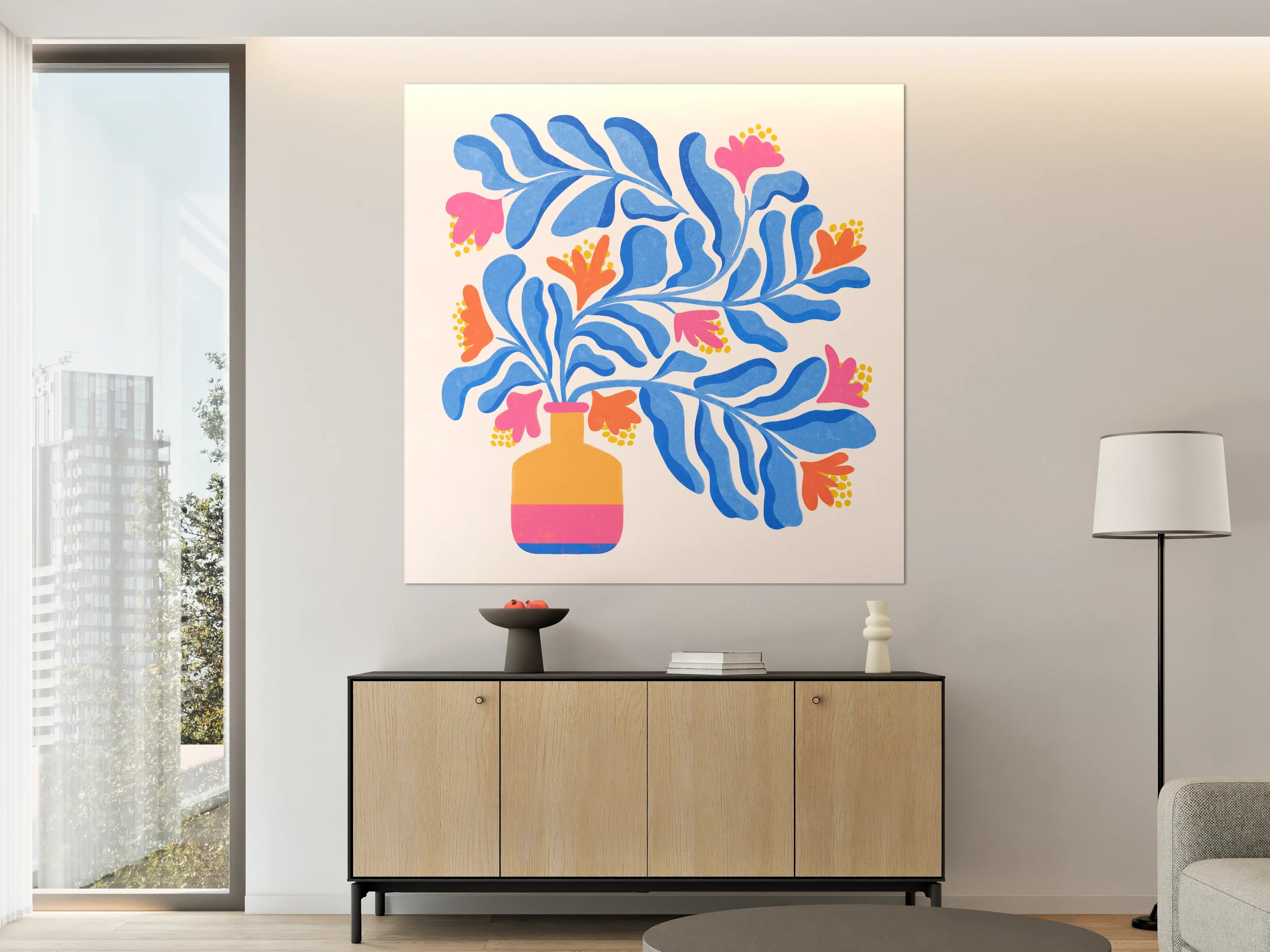 Große Wandbilder - Grauer Blumenstrauß in moderner Vase