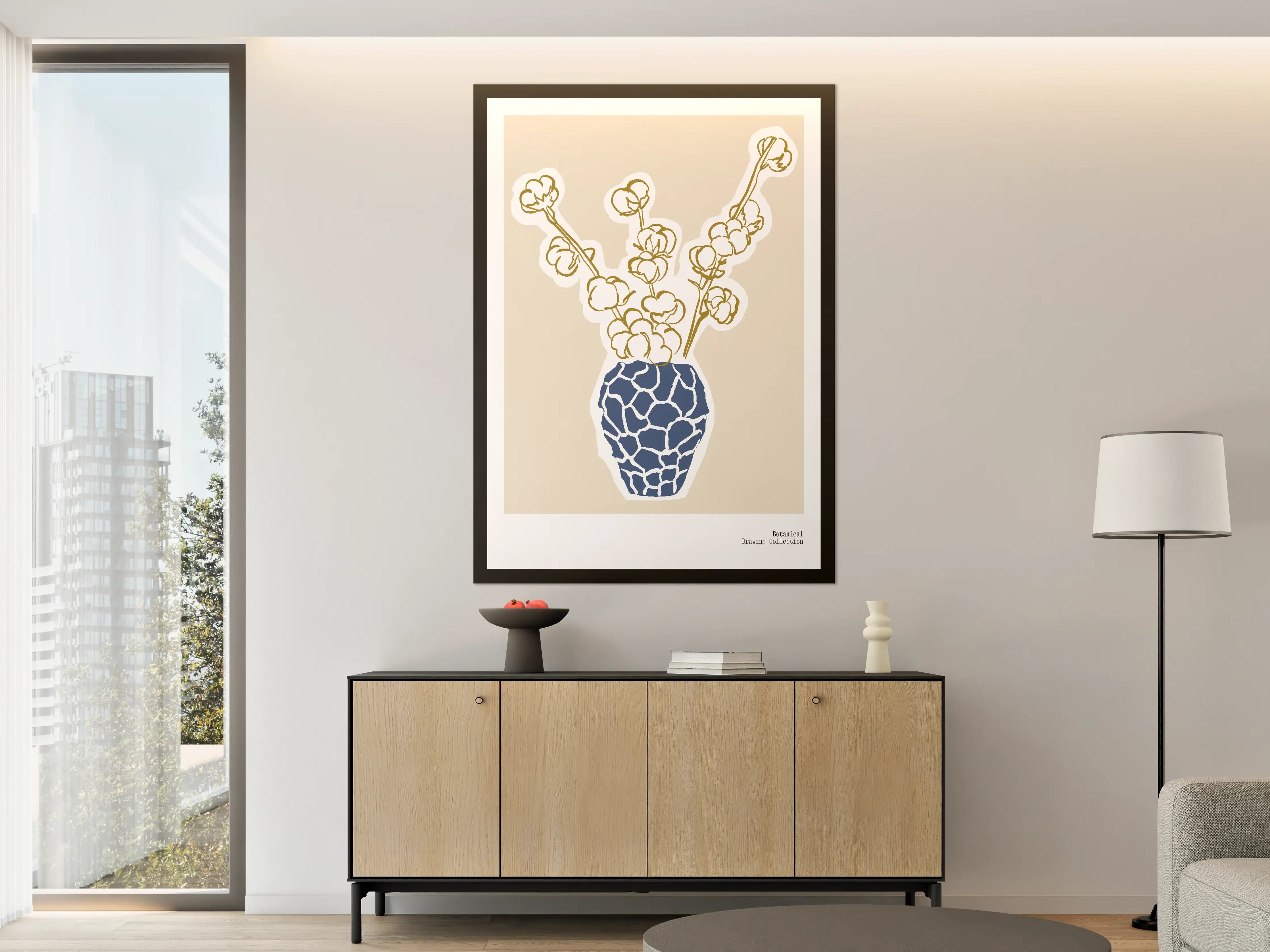 Große Wandbilder - Grauer Blumenstrauß in zeitloser Vase