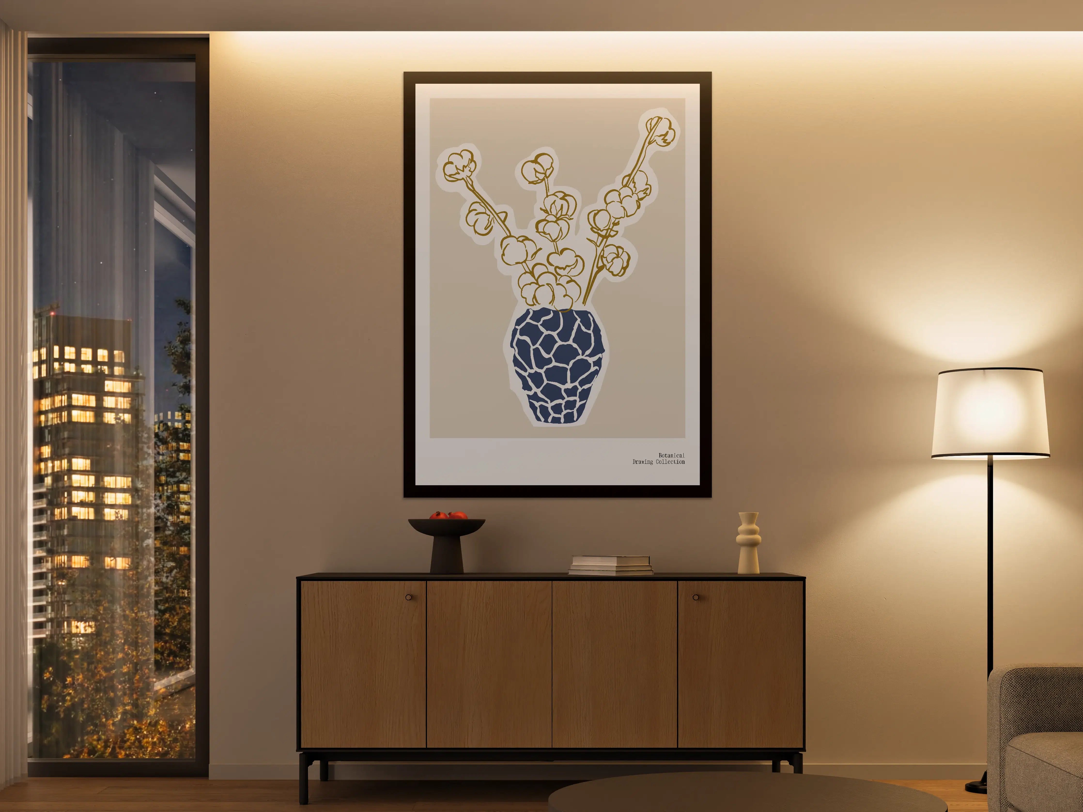 Große Wandbilder - Grauer Blumenstrauß in zeitloser Vase