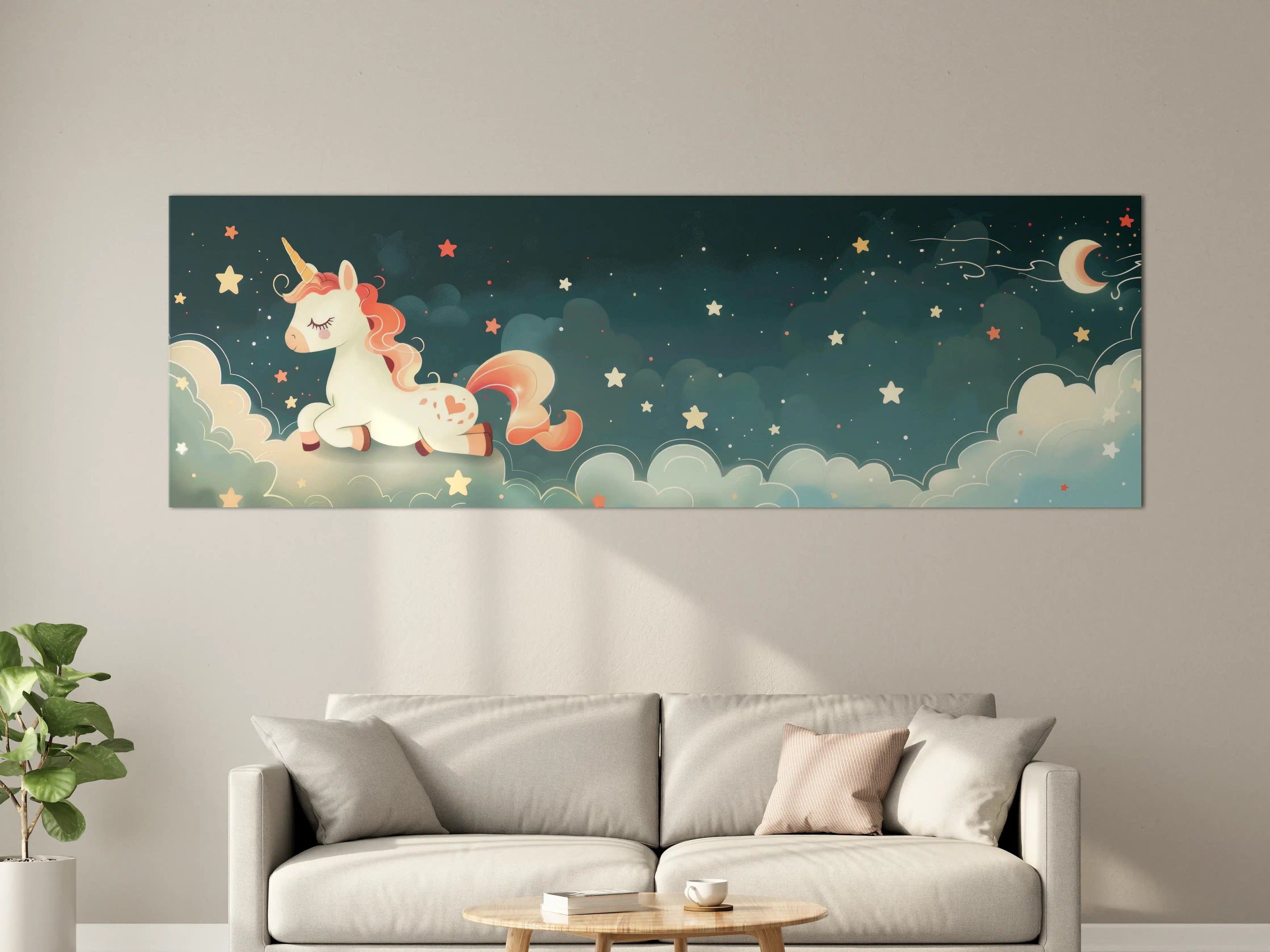 Große Wandbilder - Grauer Einhorn-Himmel mit Sternen