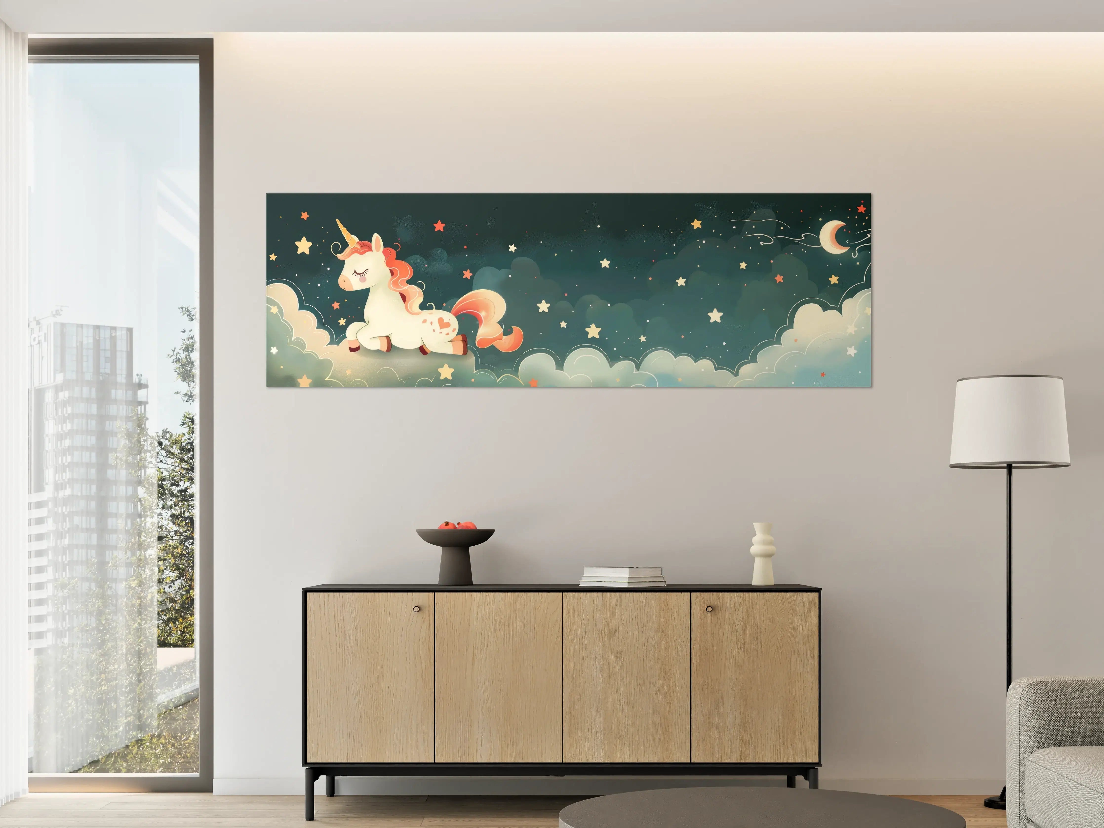 Große Wandbilder - Grauer Einhorn-Himmel mit Sternen