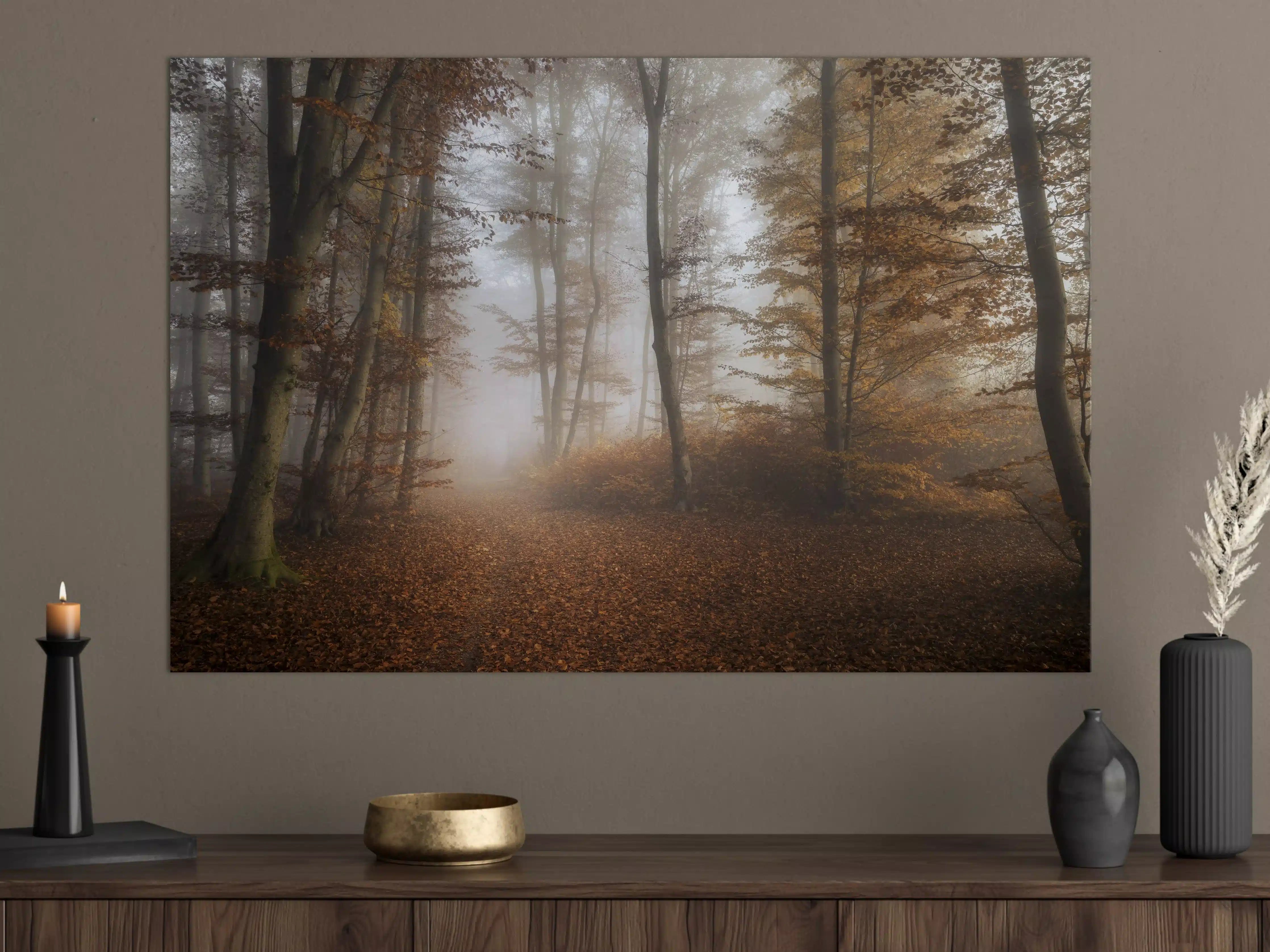 Große Wandbilder - Grauer Herbstnebel im Wald
