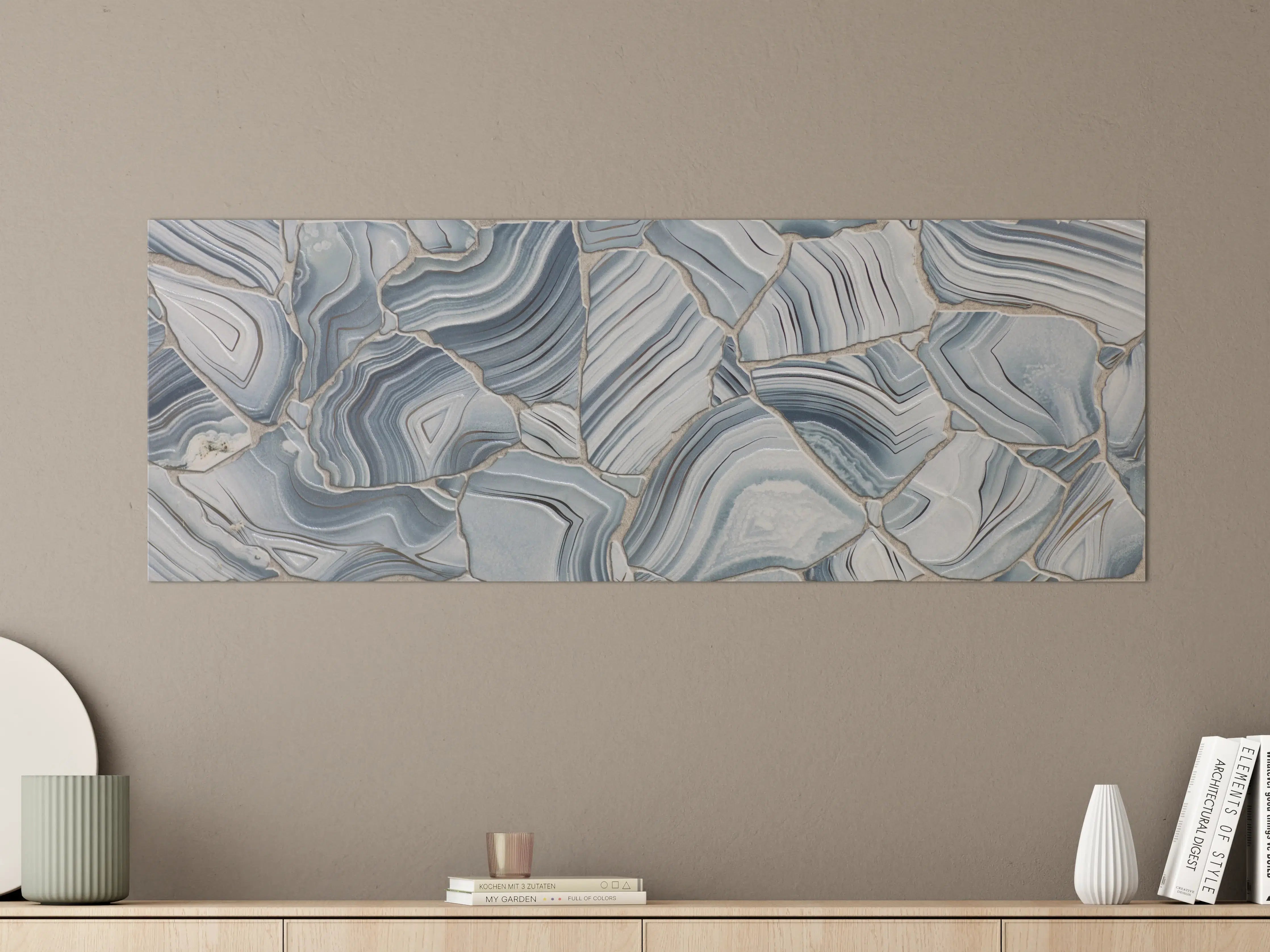 Große Wandbilder - Grauer Marmor-Gloss mit Weißnuancen