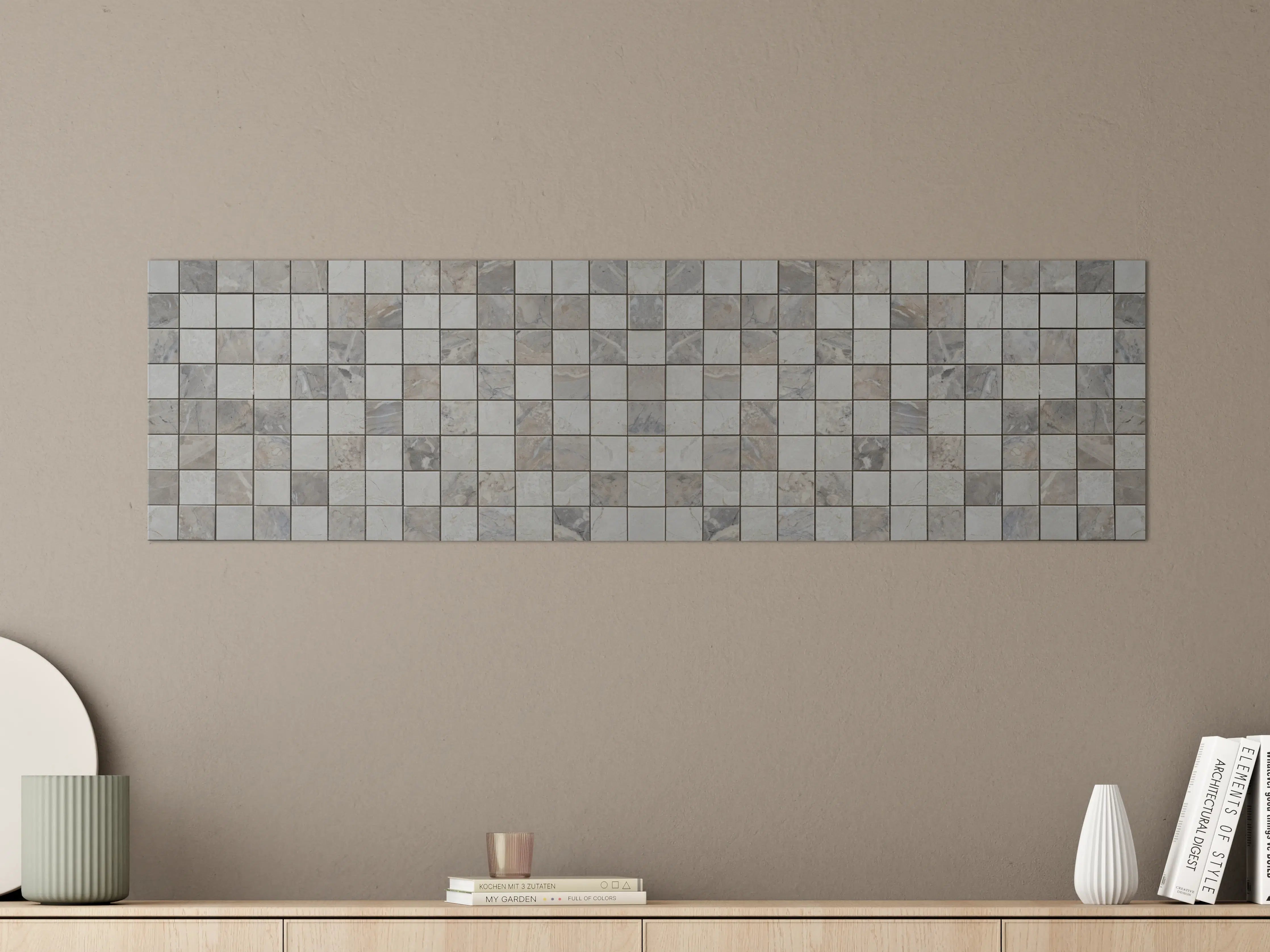 Große Wandbilder - Grauer Mosaikboden mit Steinstruktur