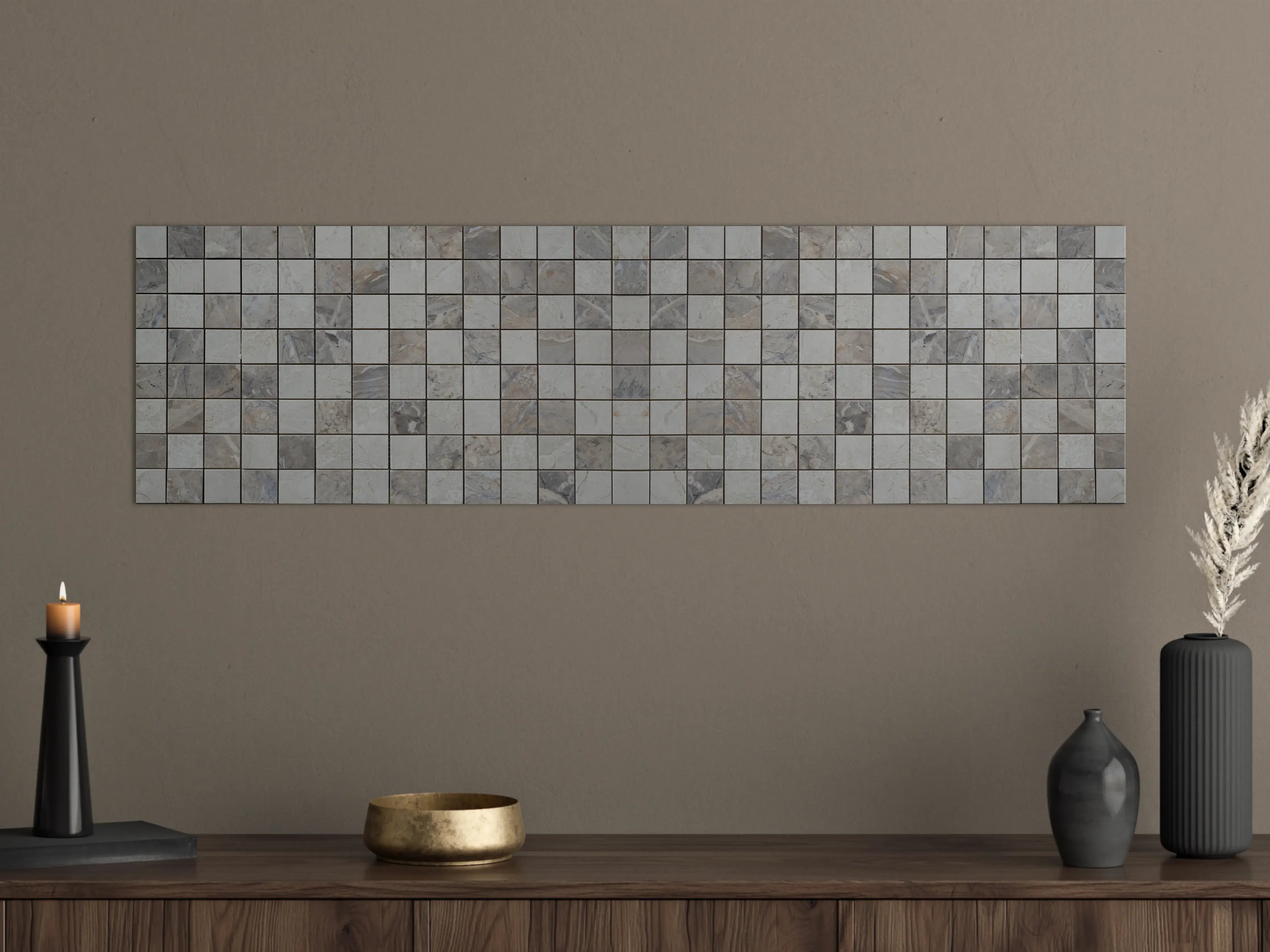 Große Wandbilder - Grauer Mosaikboden mit Steinstruktur