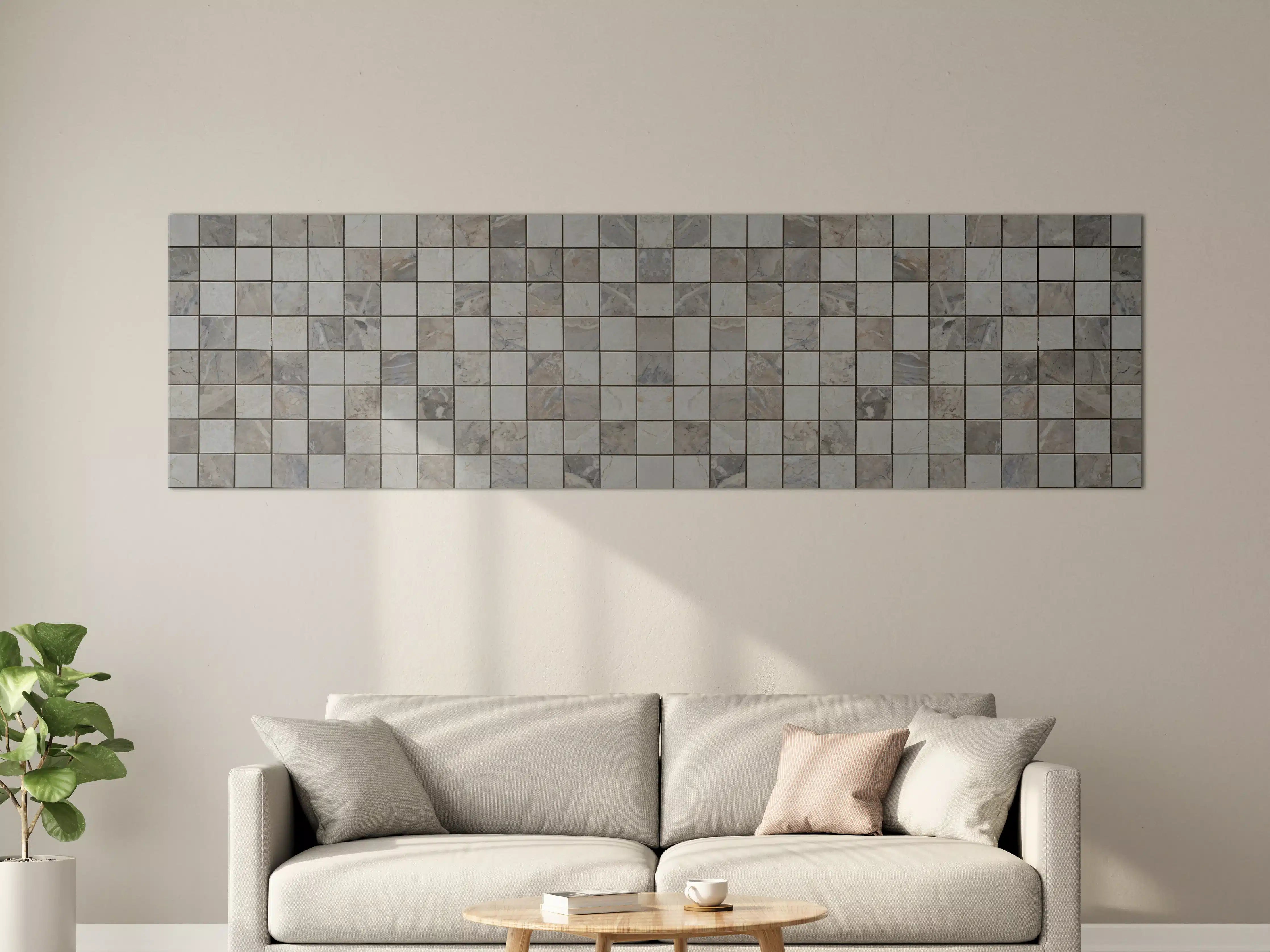 Große Wandbilder - Grauer Mosaikboden mit Steinstruktur