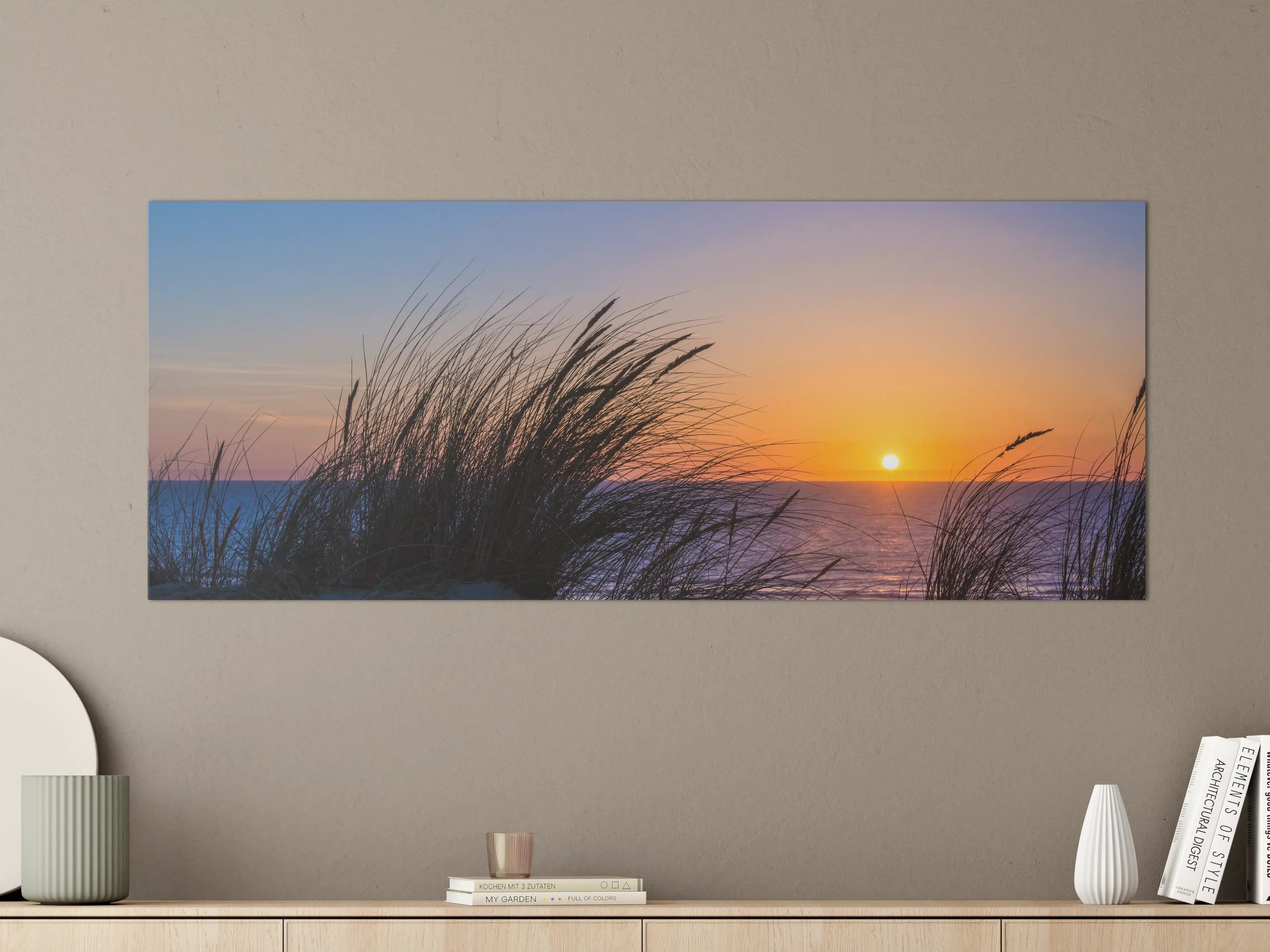 Große Wandbilder - Grauer Sonnenuntergang am Meer