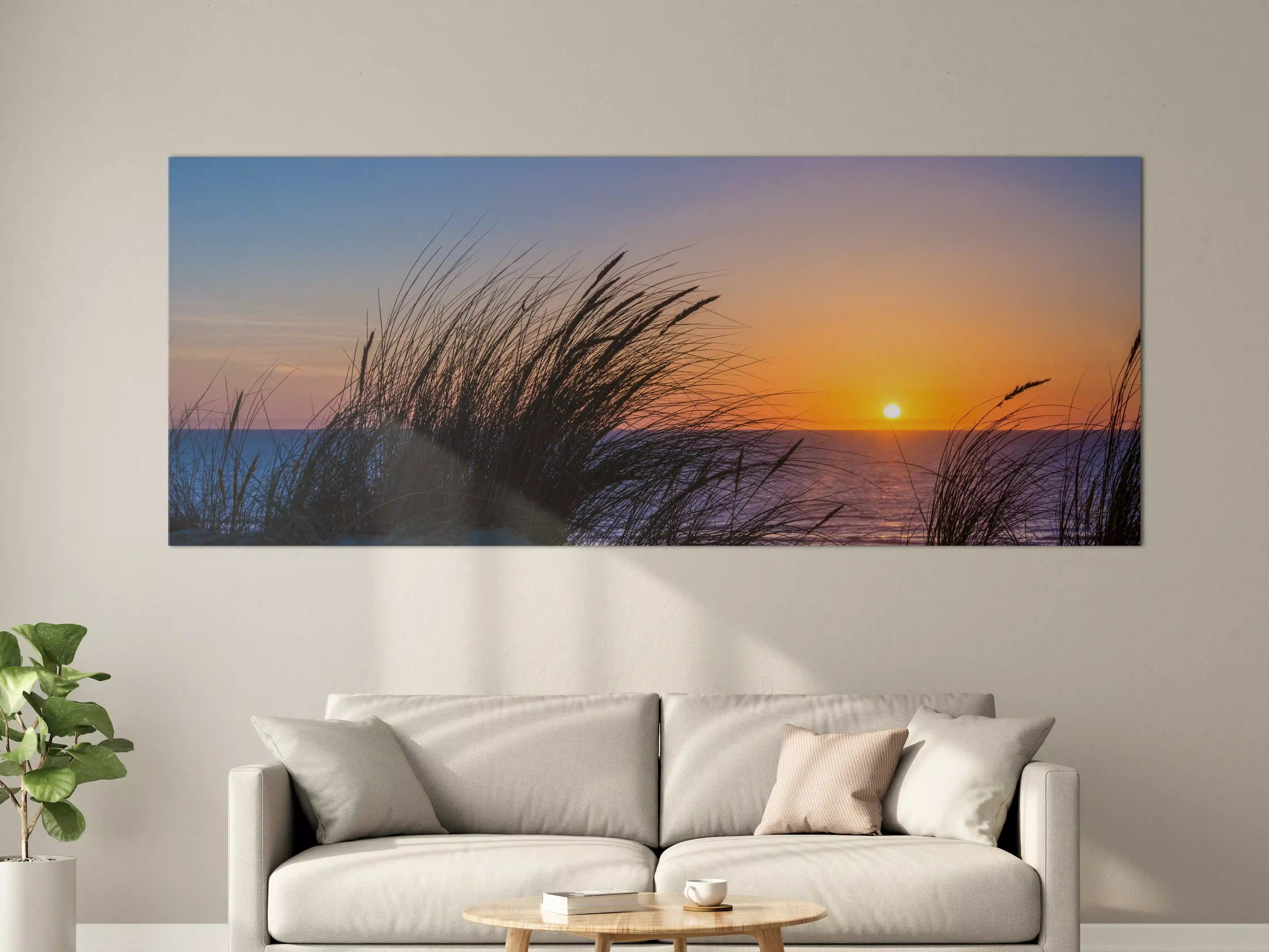 Große Wandbilder - Grauer Sonnenuntergang am Meer