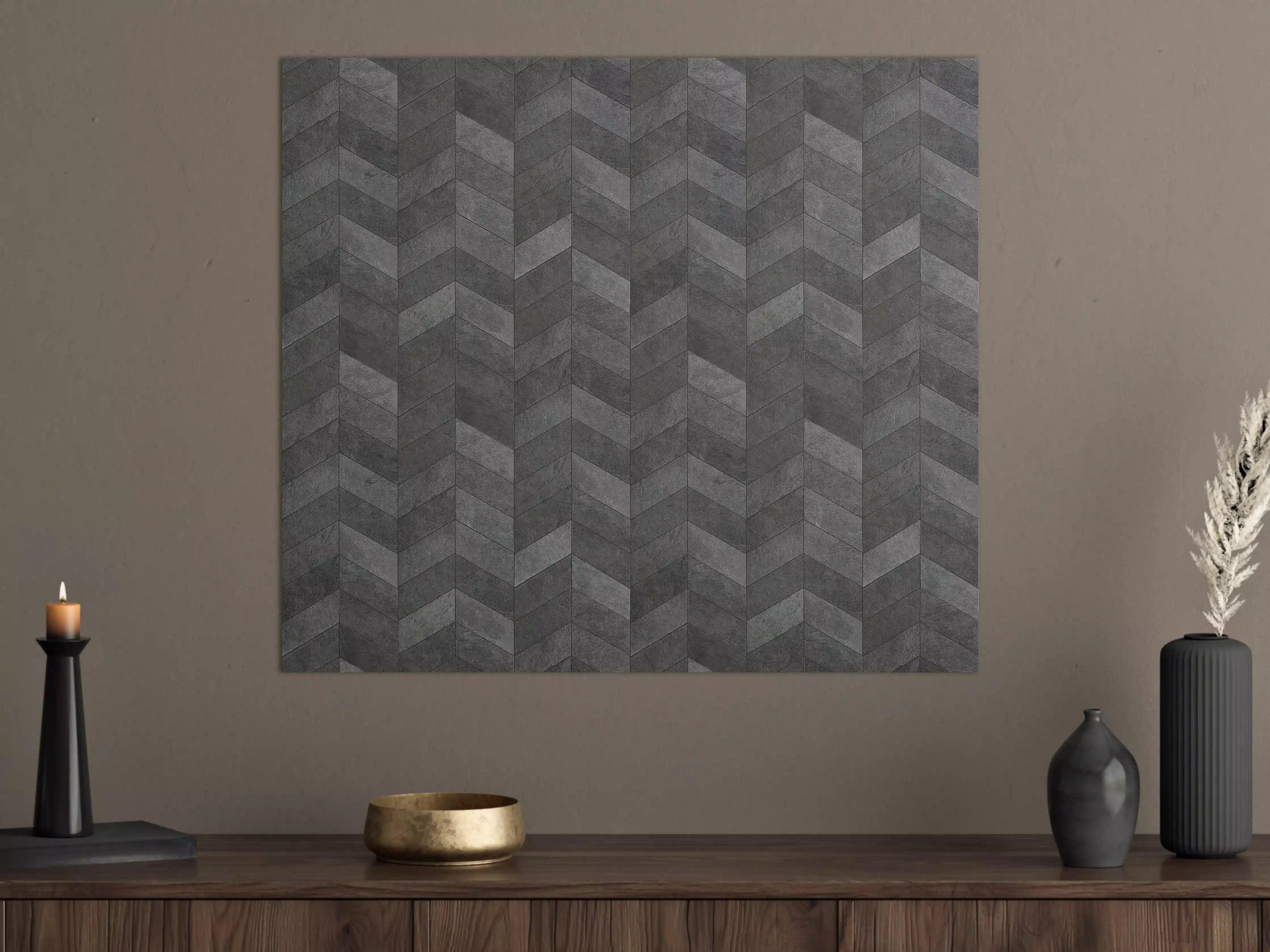 Große Wandbilder - Graues Chevron-Muster