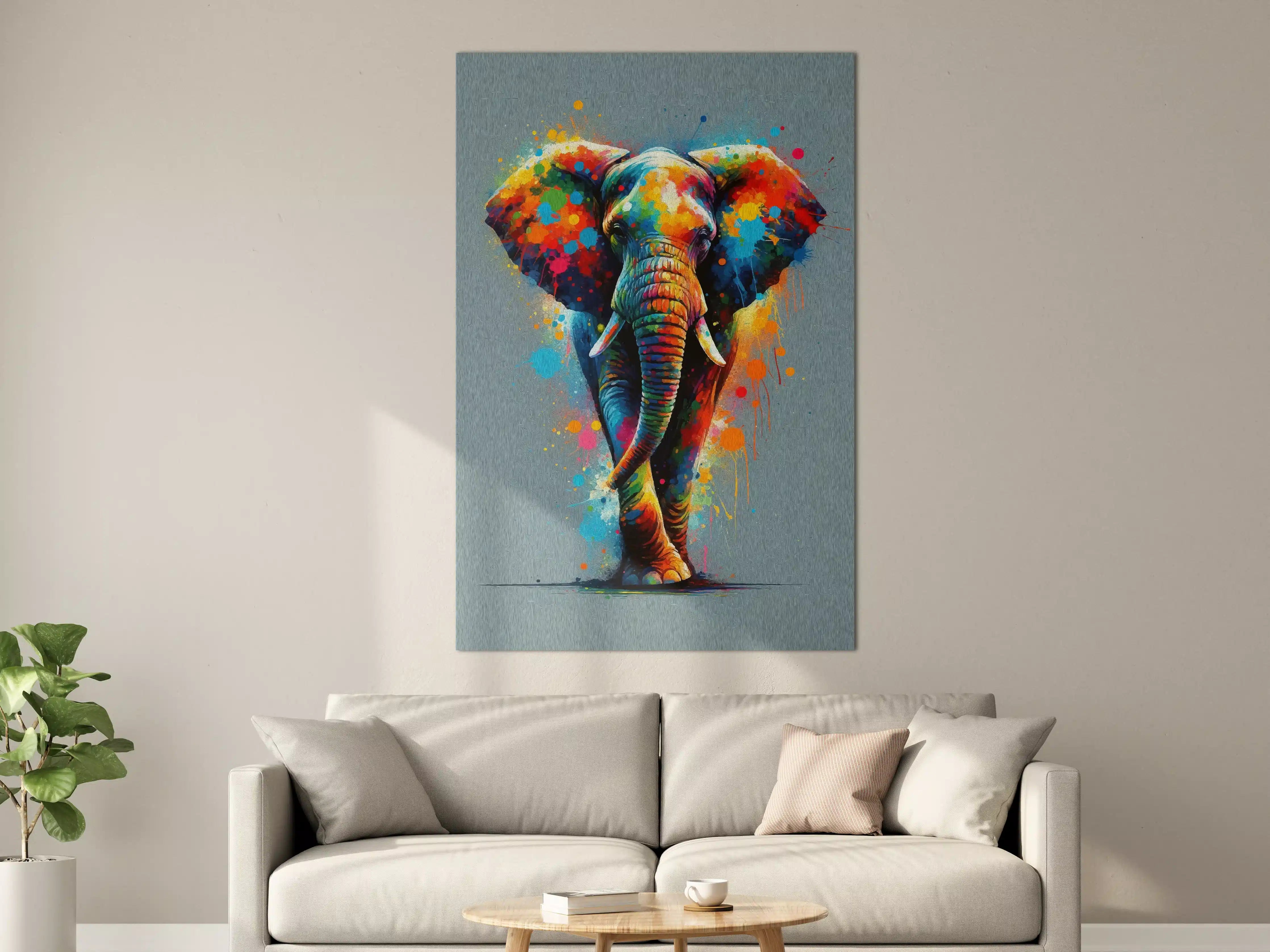 Große Wandbilder - Graues Elefantenporträt in Weiß