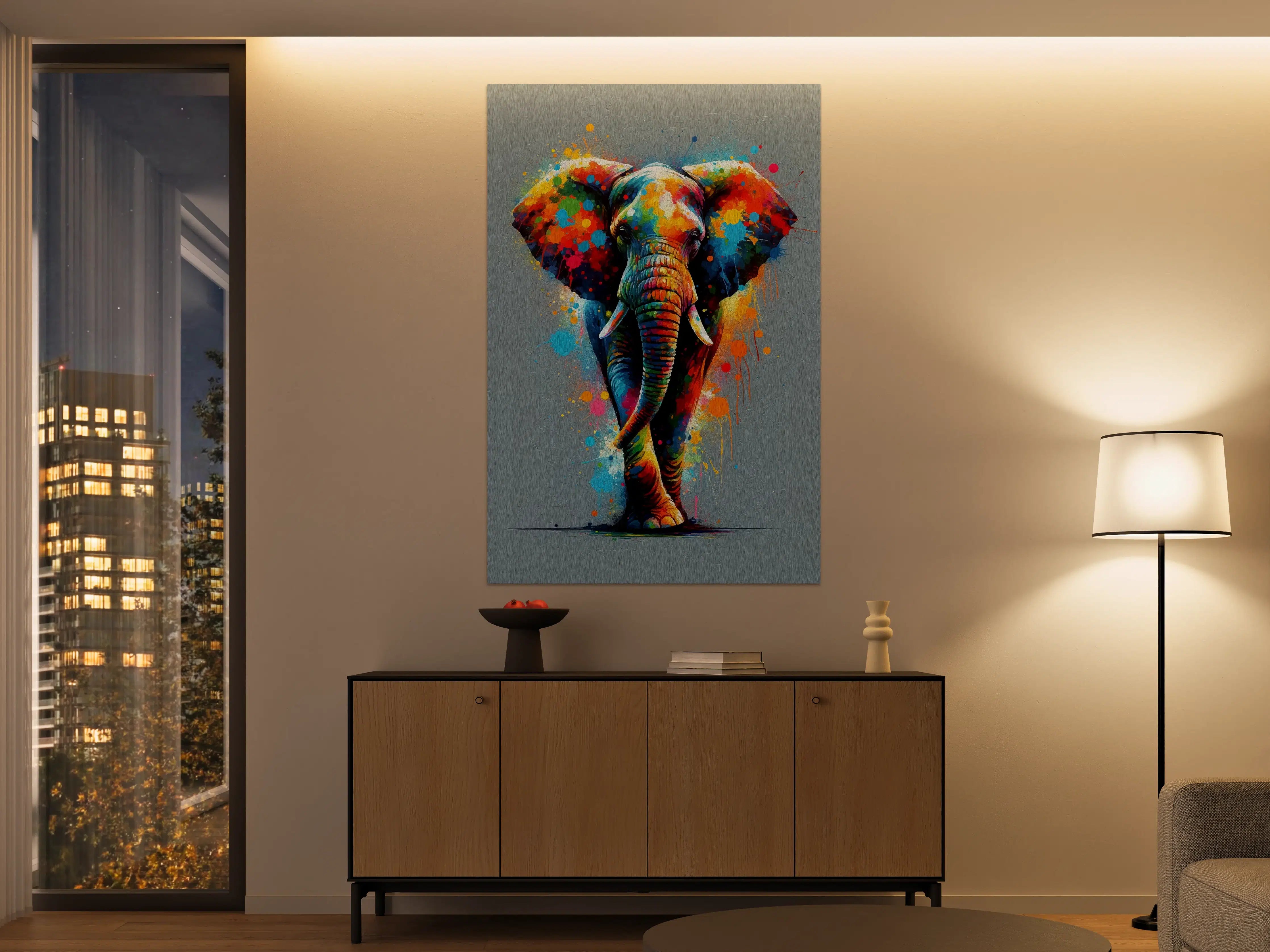 Große Wandbilder - Graues Elefantenporträt in Weiß