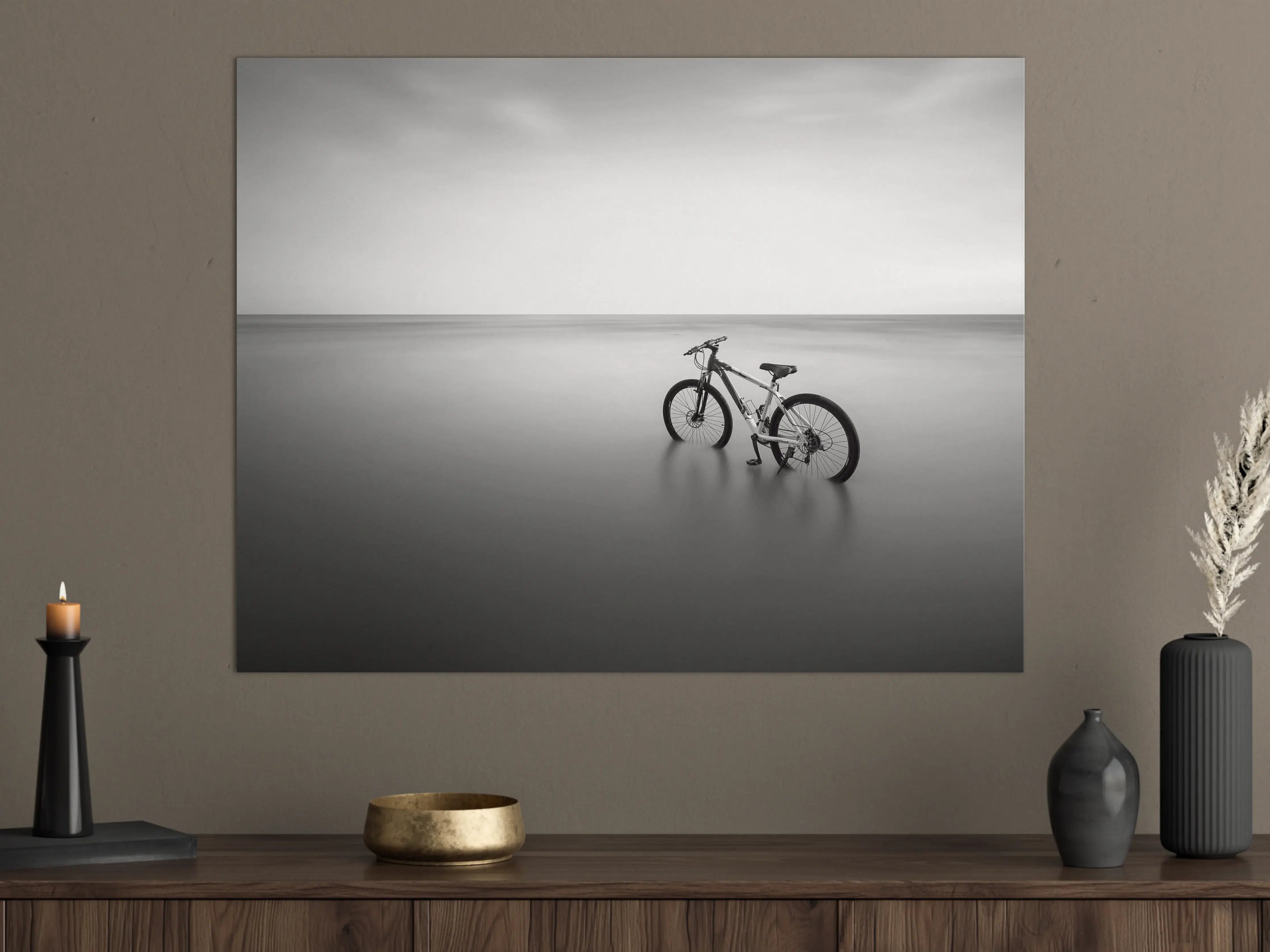 Große Wandbilder - Graues Fahrrad am stillen Strand