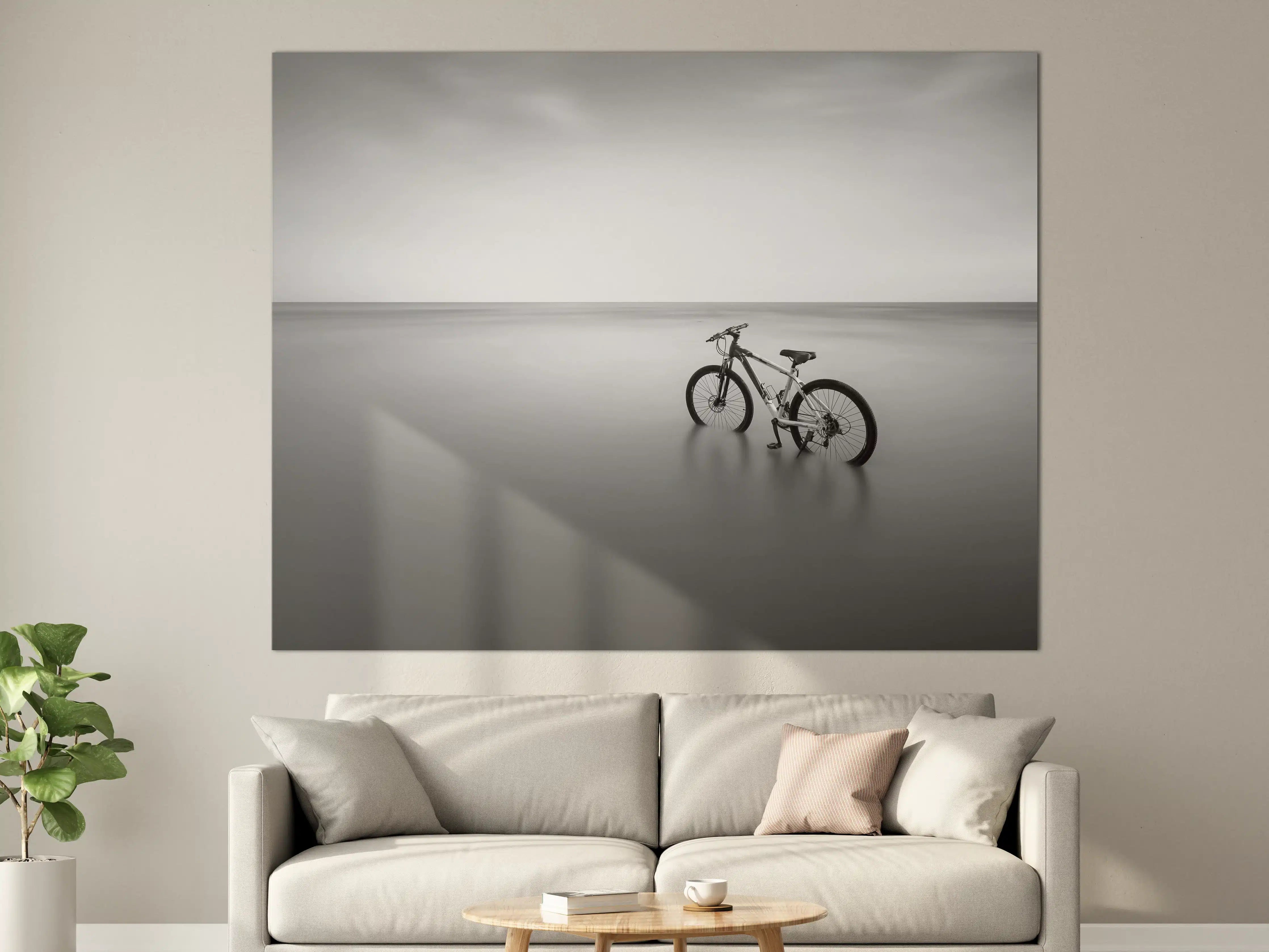 Große Wandbilder - Graues Fahrrad am stillen Strand