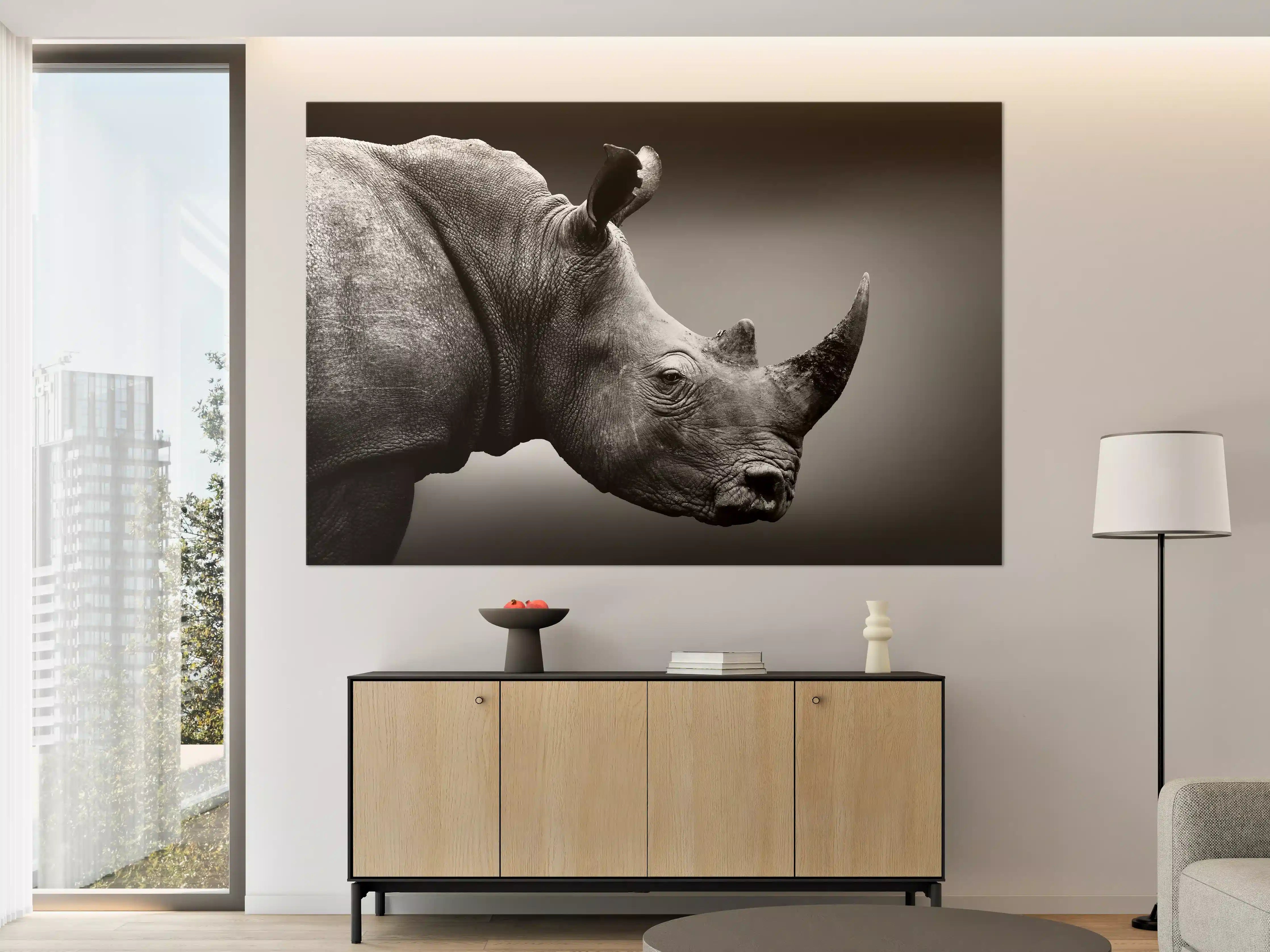 Große Wandbilder - Graues Licht-Nashorn