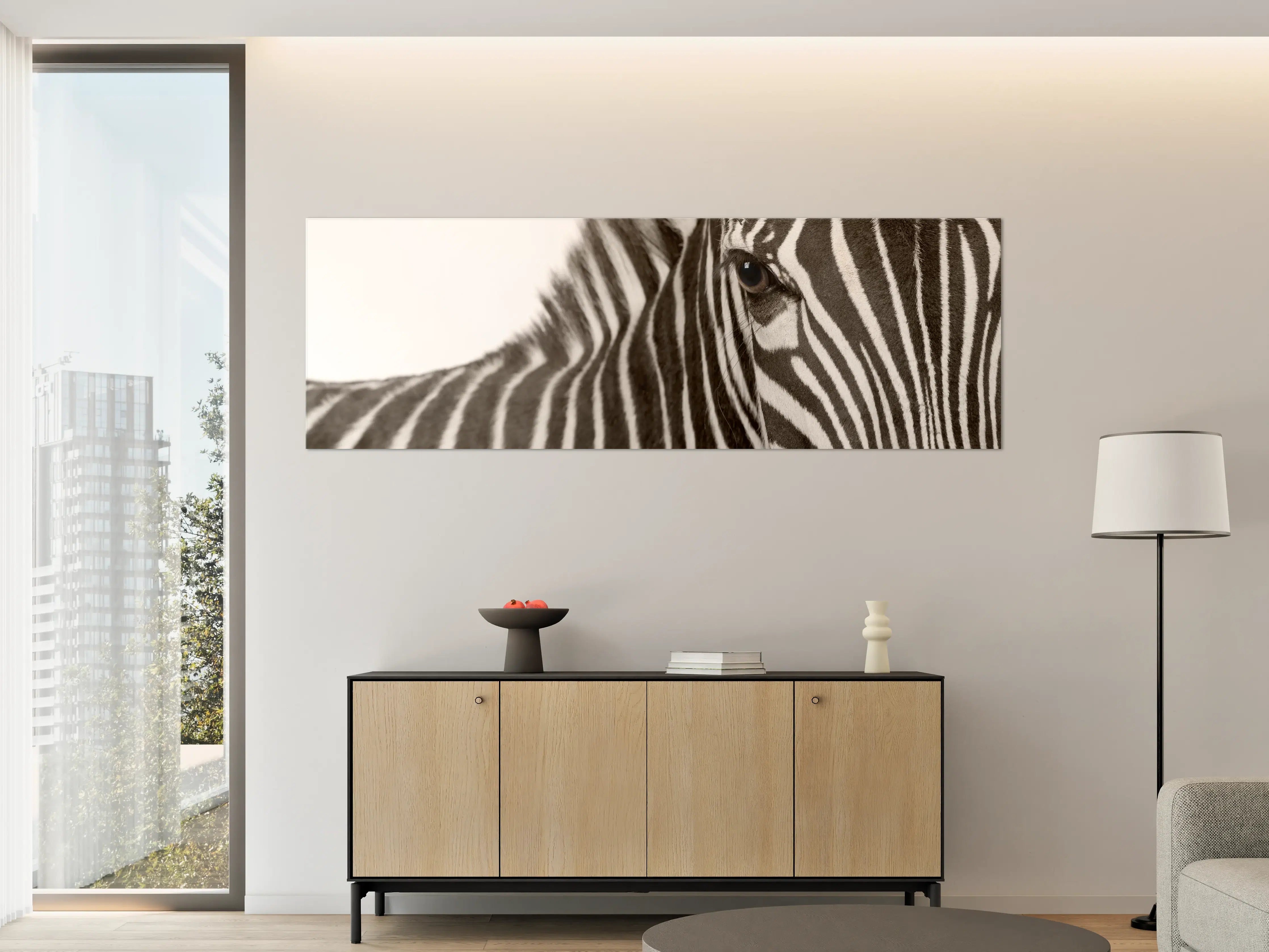 Große Wandbilder - Graues Streifenmuster Zebra