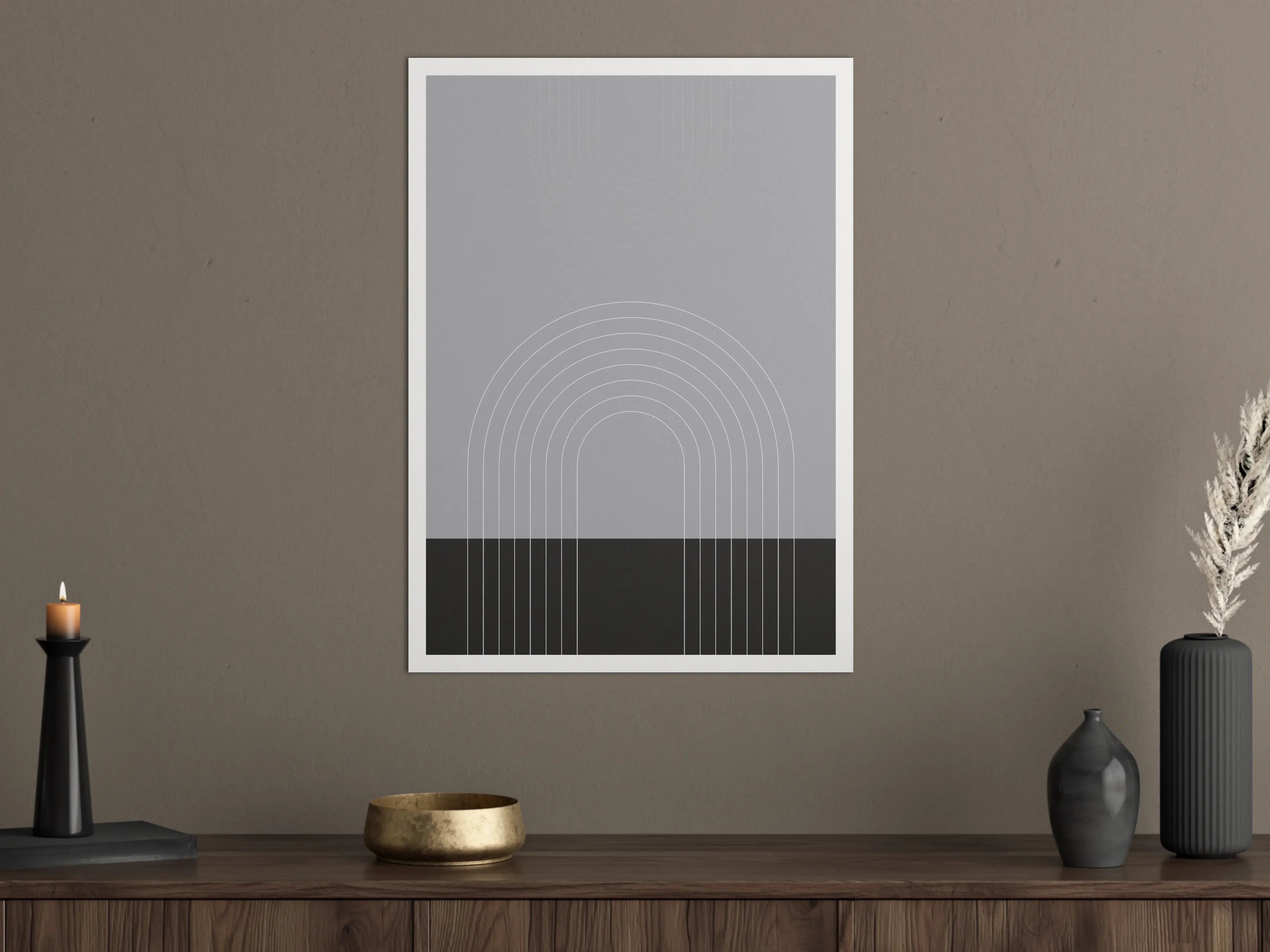 Große Wandbilder - Graues und Schwarzes Linienmuster in moderner Optik