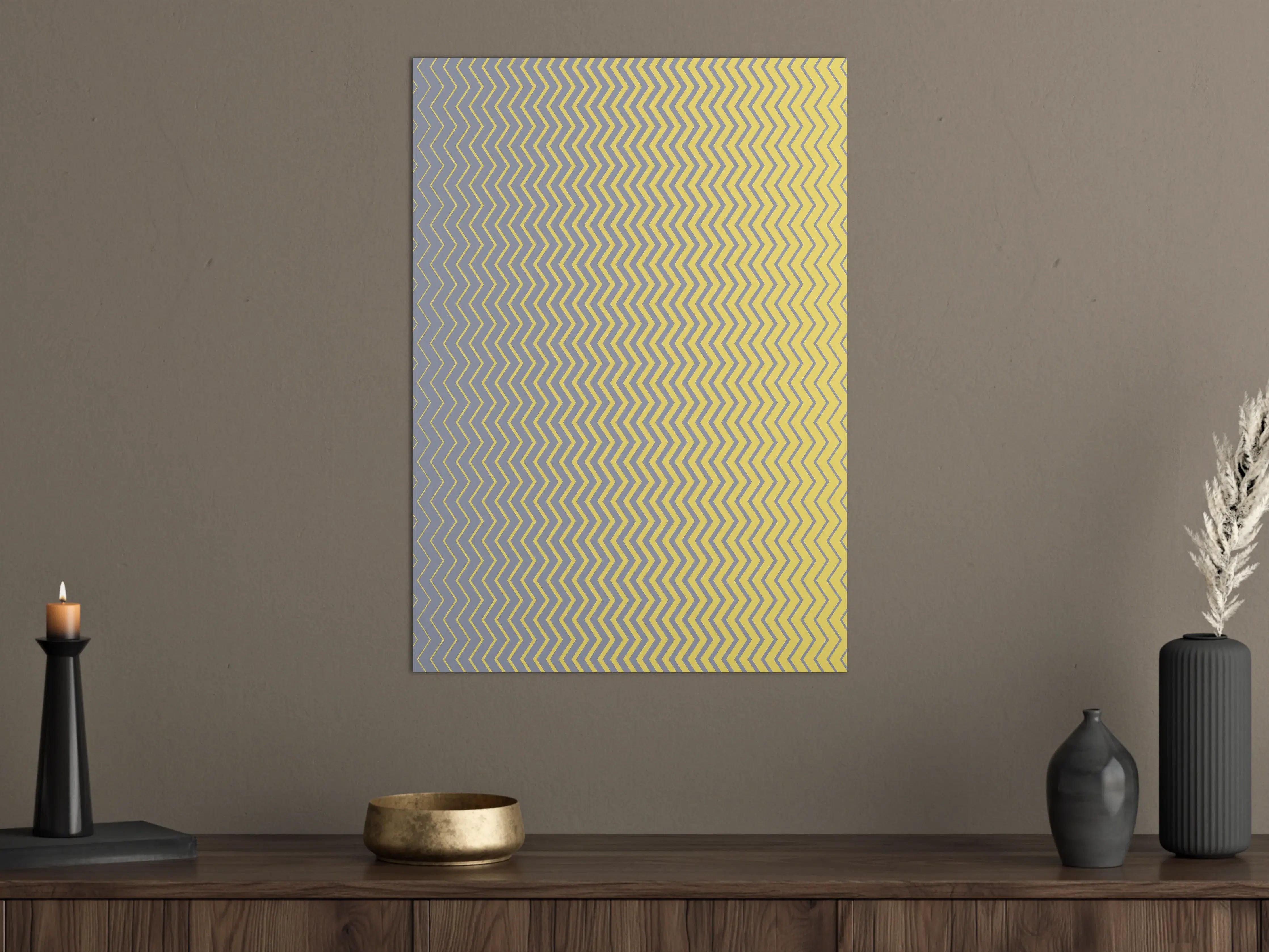 Große Wandbilder - Graues und gelbes Zickzack-Pattern