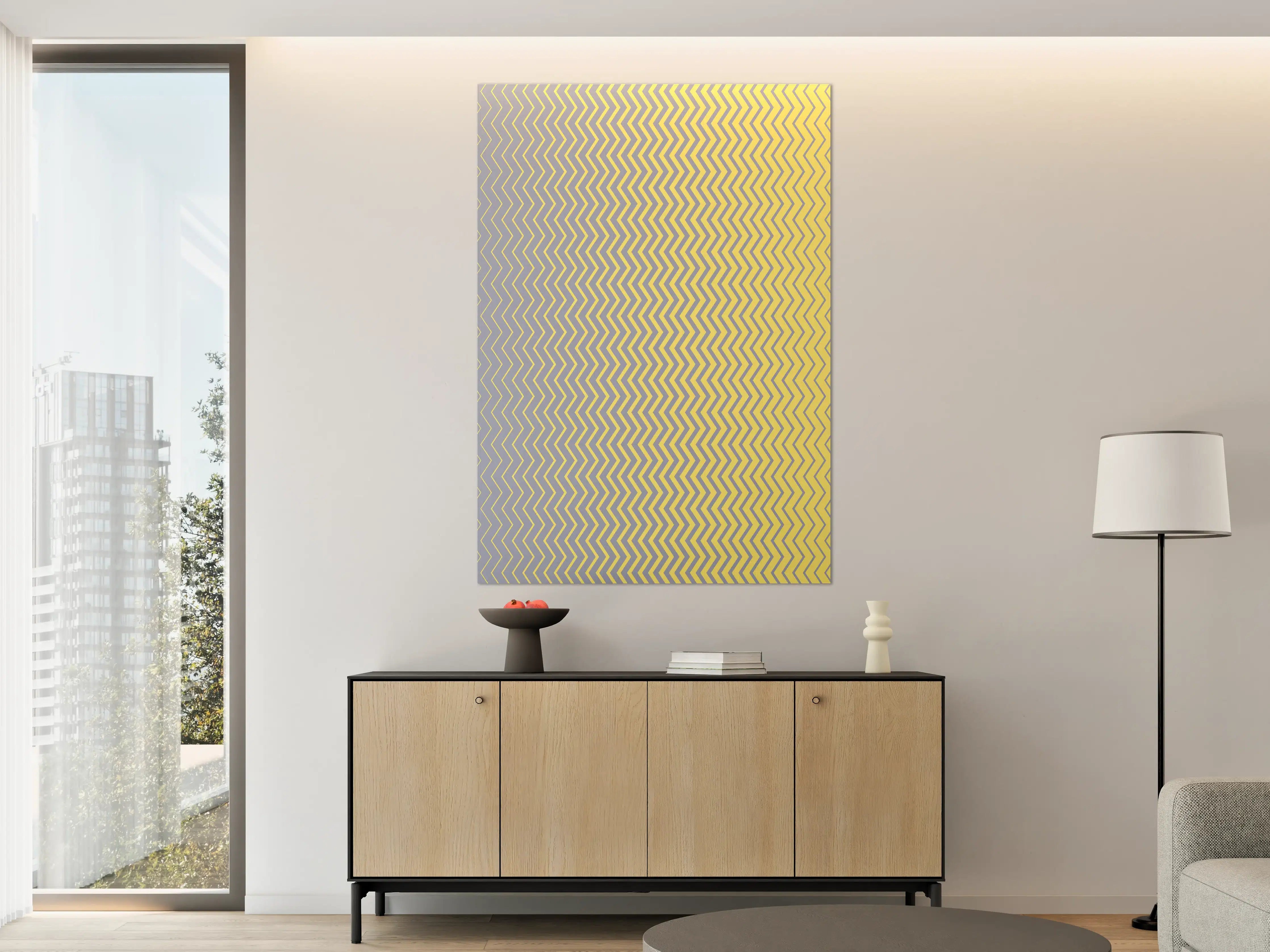 Große Wandbilder - Graues und gelbes Zickzack-Pattern