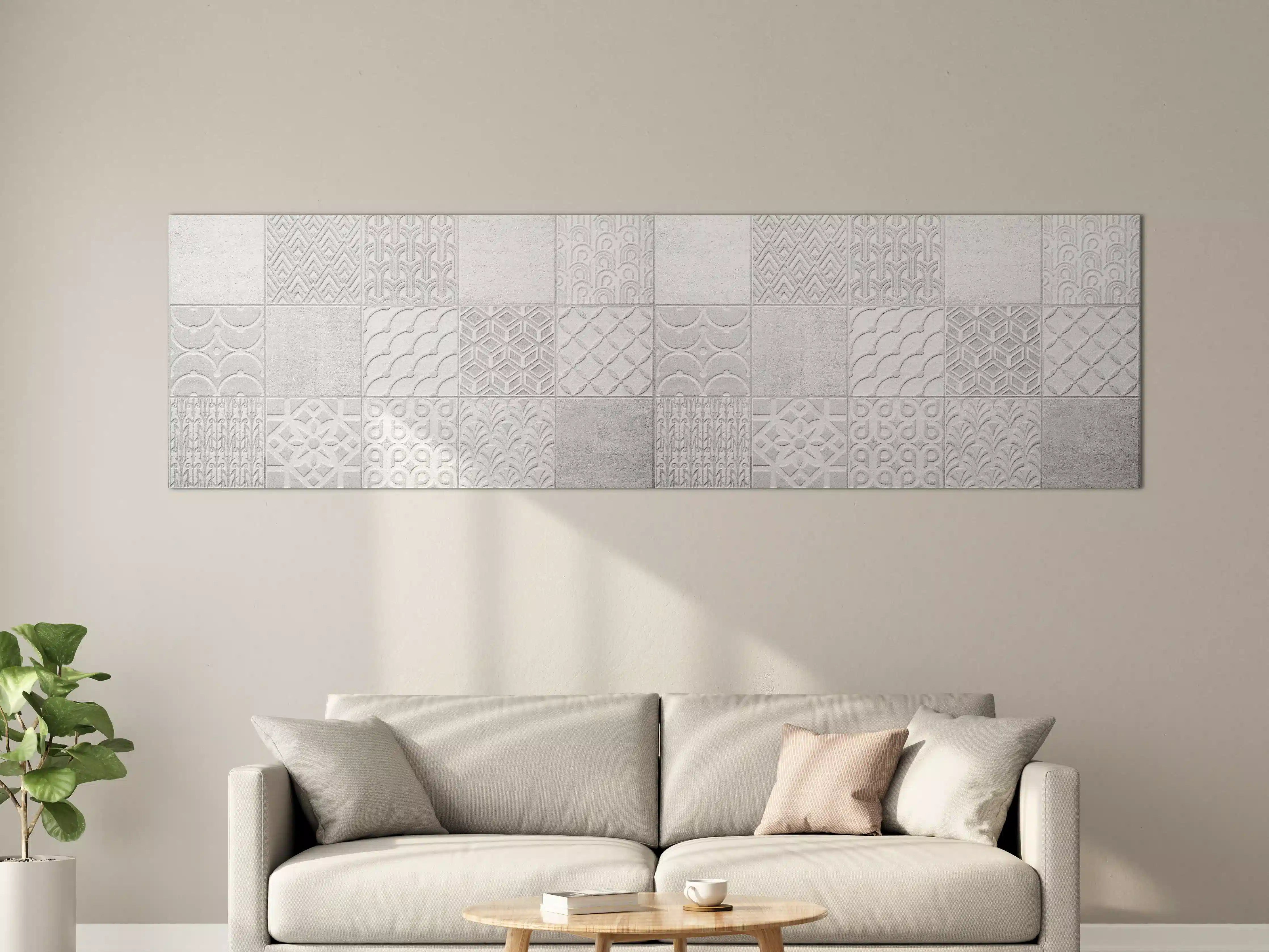Große Wandbilder - Graues weißes Vintage Mosaikmotiv
