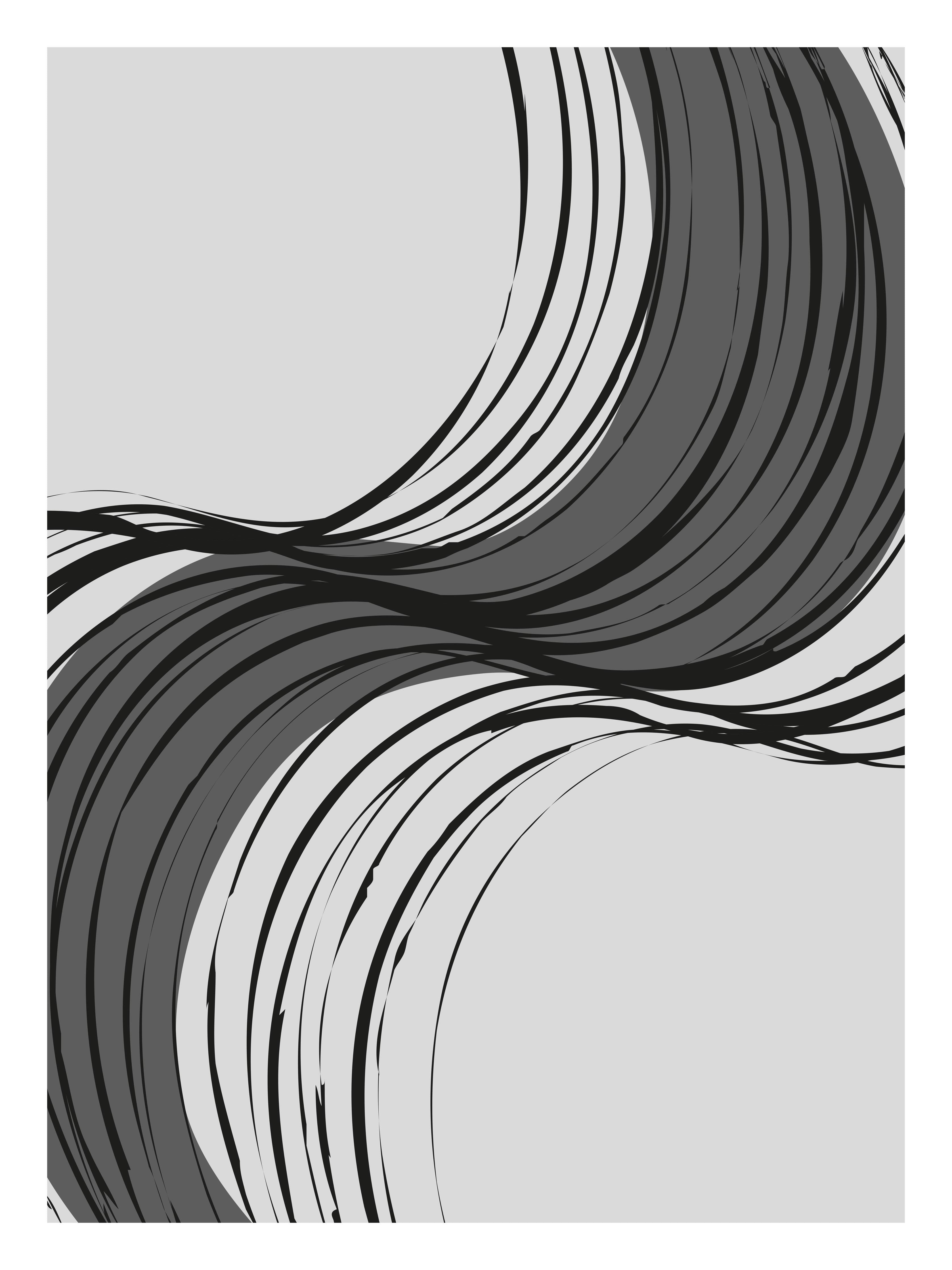 Große Wandbilder-Graustufen-Abstract mit flowing Linien