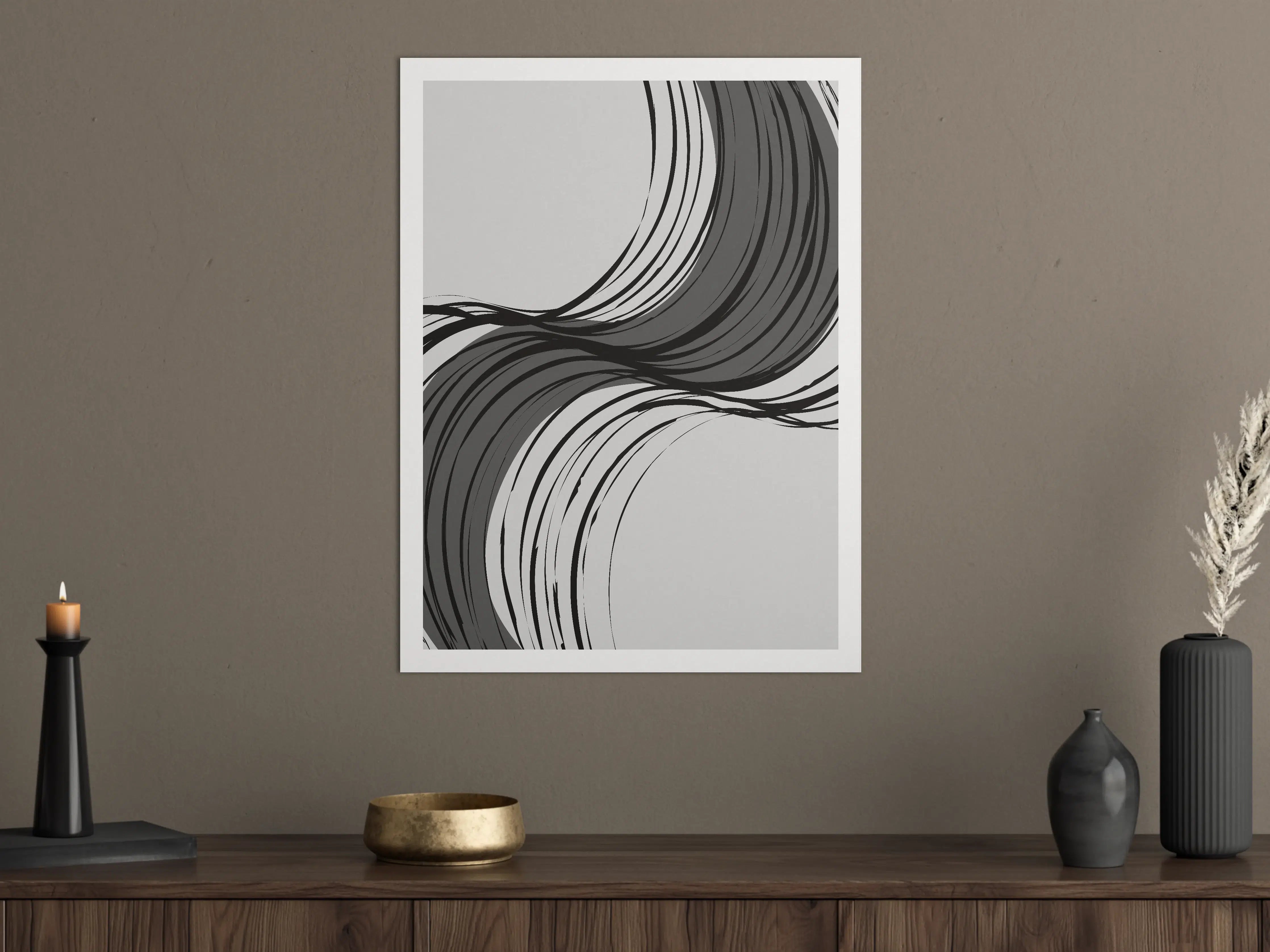 Große Wandbilder - Graustufen-Abstract mit flowing Linien