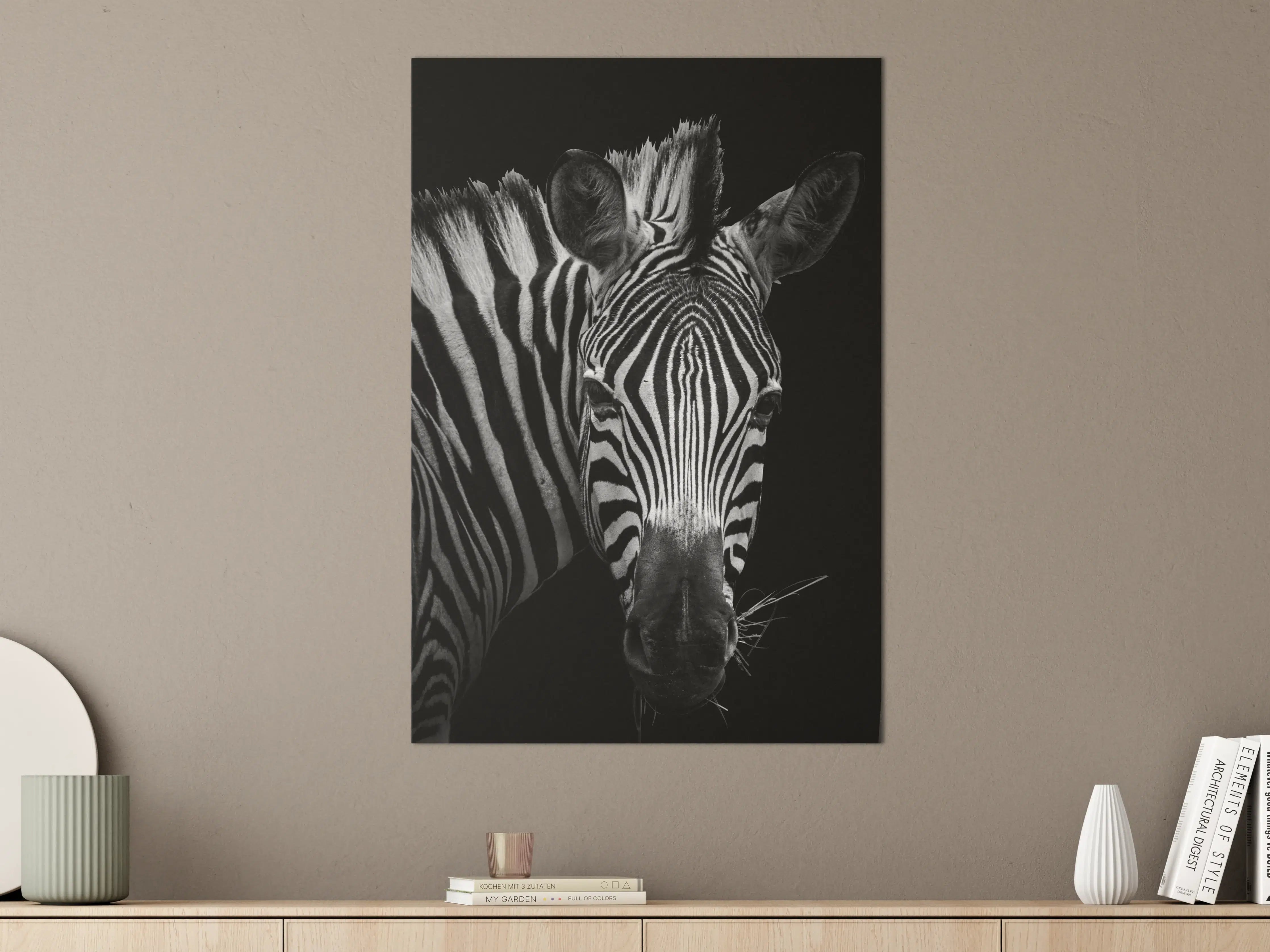 Große Wandbilder - Graustufen Zebra Portrait