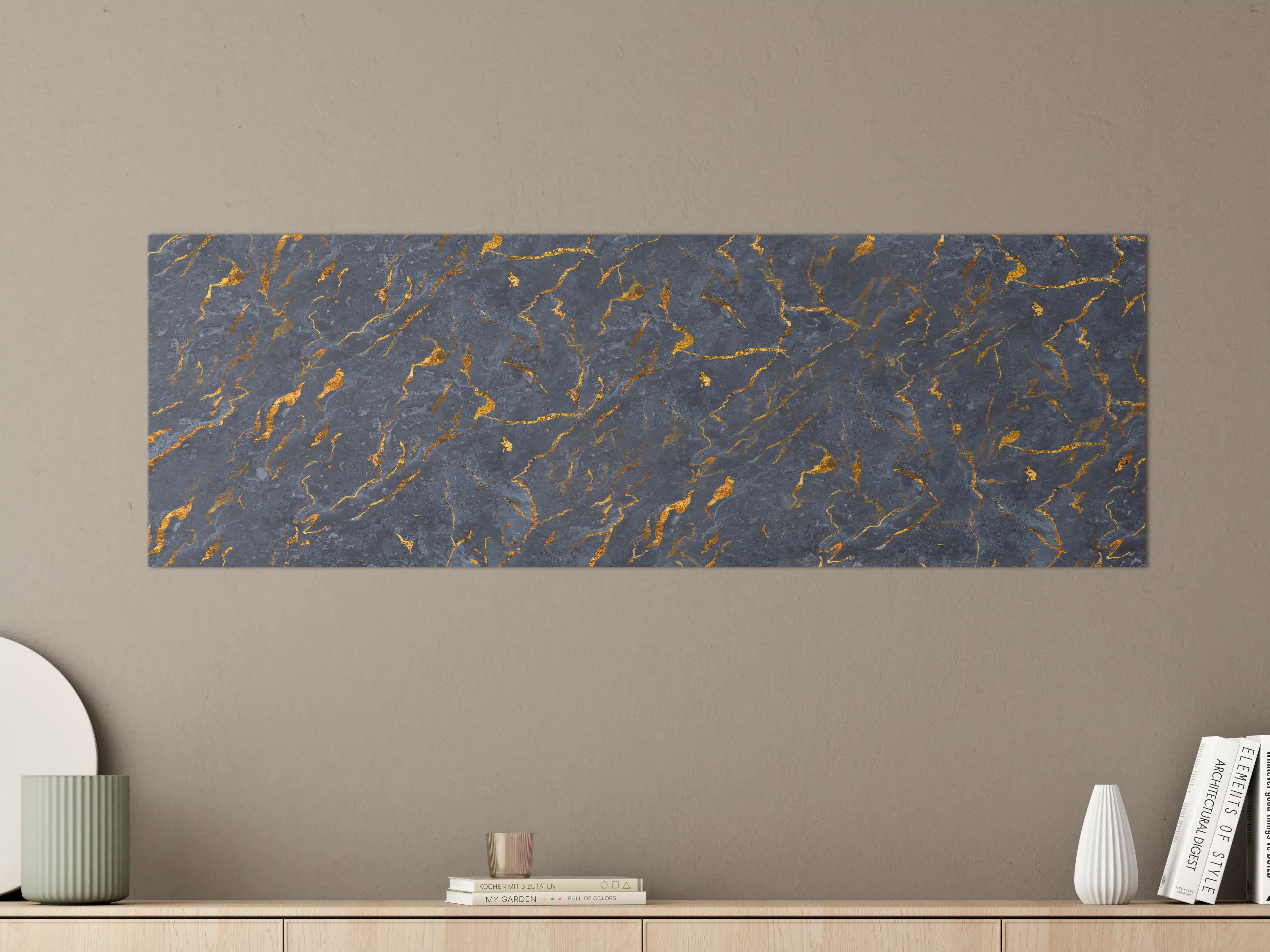Große Wandbilder - Grauweißer Marmor mit Goldfinzern