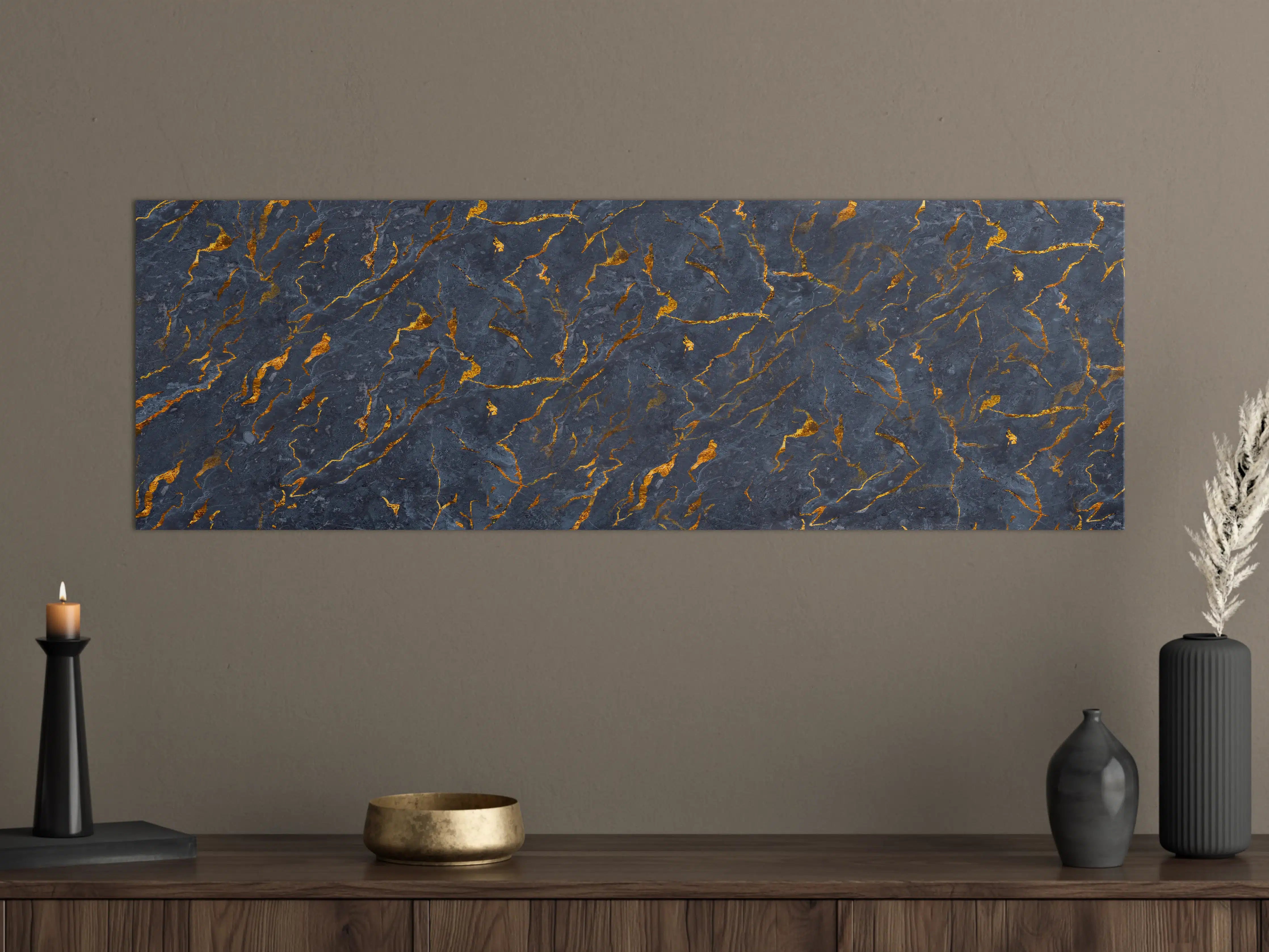 Große Wandbilder - Grauweißer Marmor mit Goldfinzern