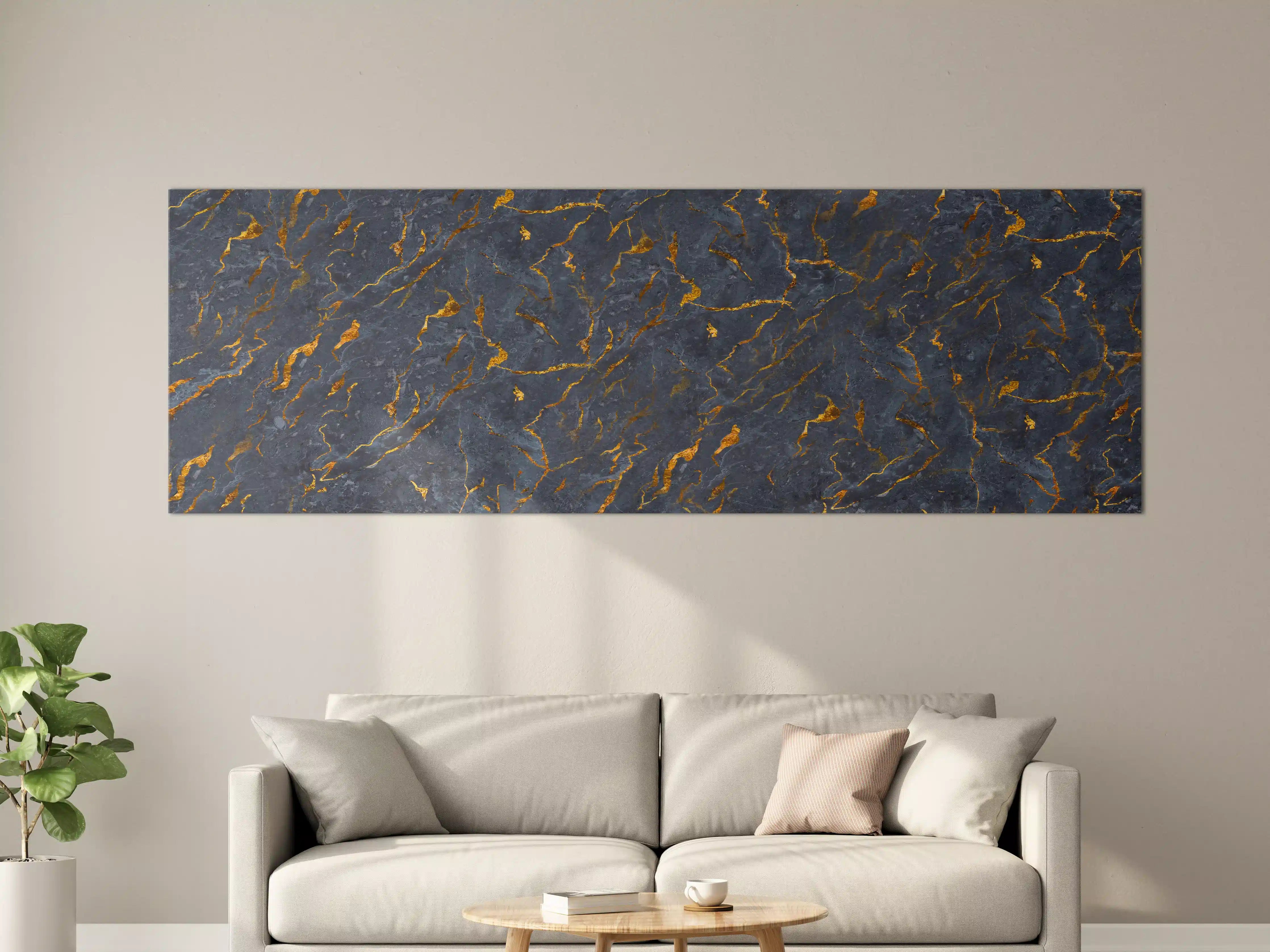 Große Wandbilder - Grauweißer Marmor mit Goldfinzern