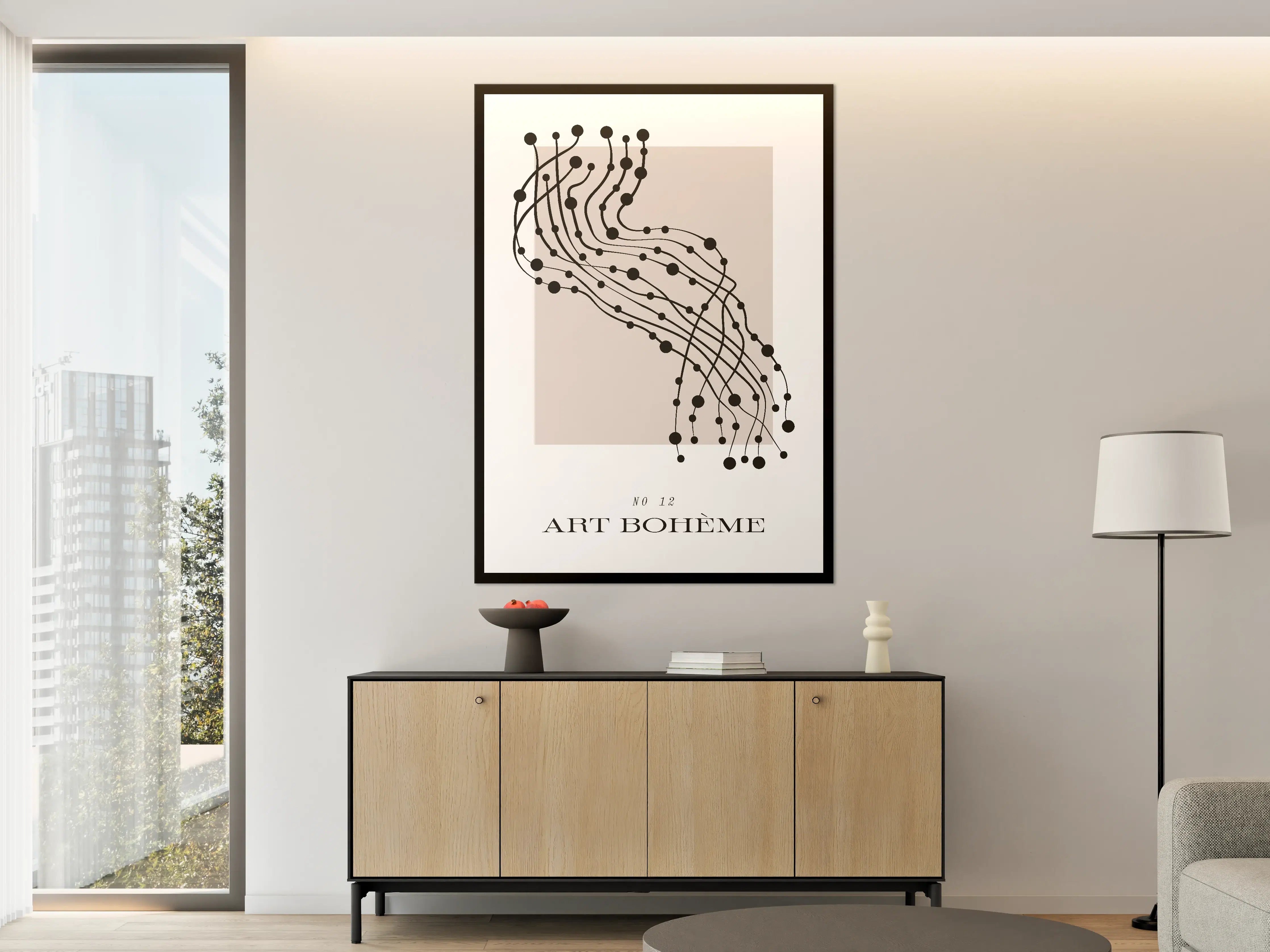 Große Wandbilder - Grauweißes Linienmuster