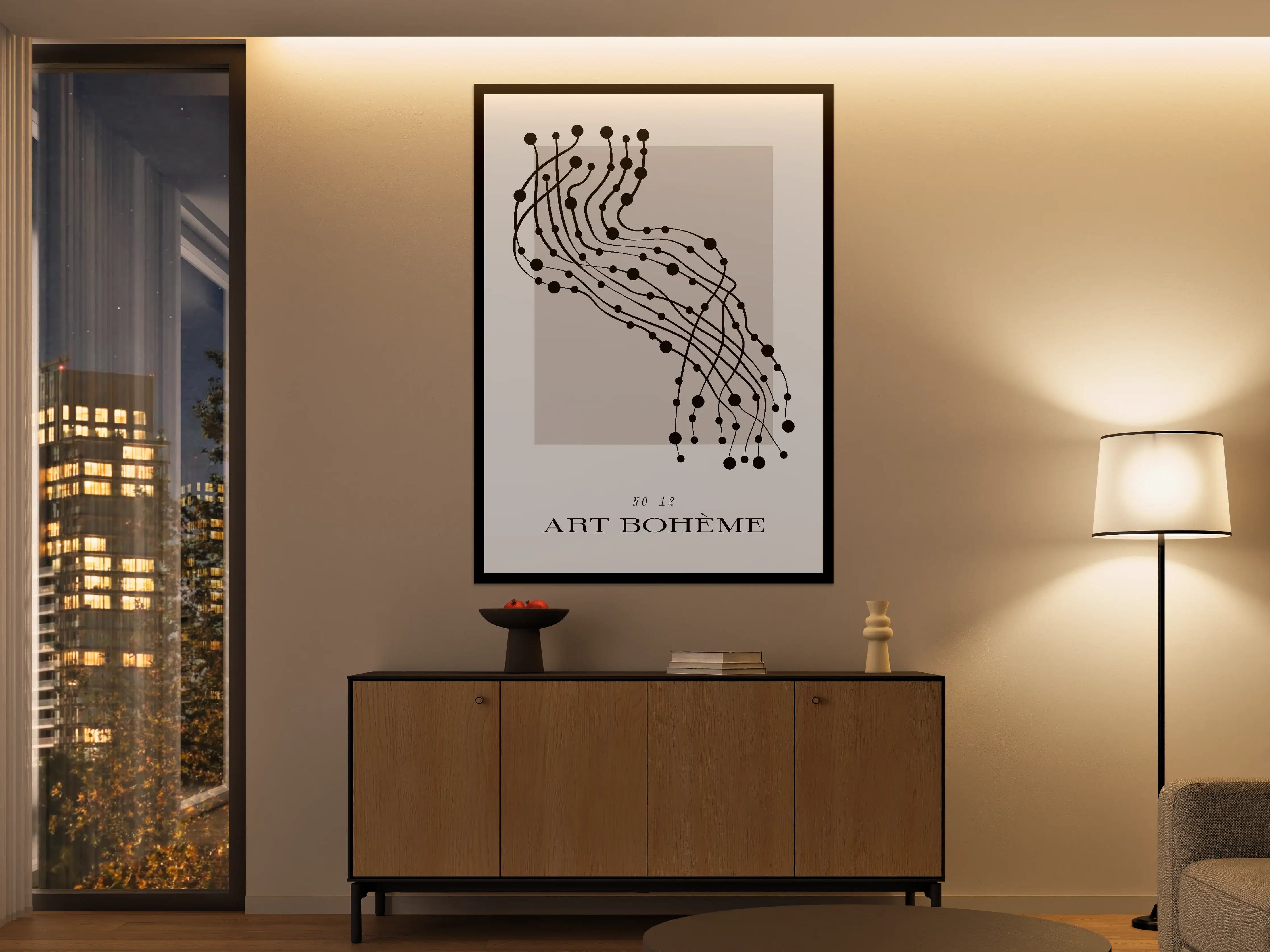 Große Wandbilder - Grauweißes Linienmuster
