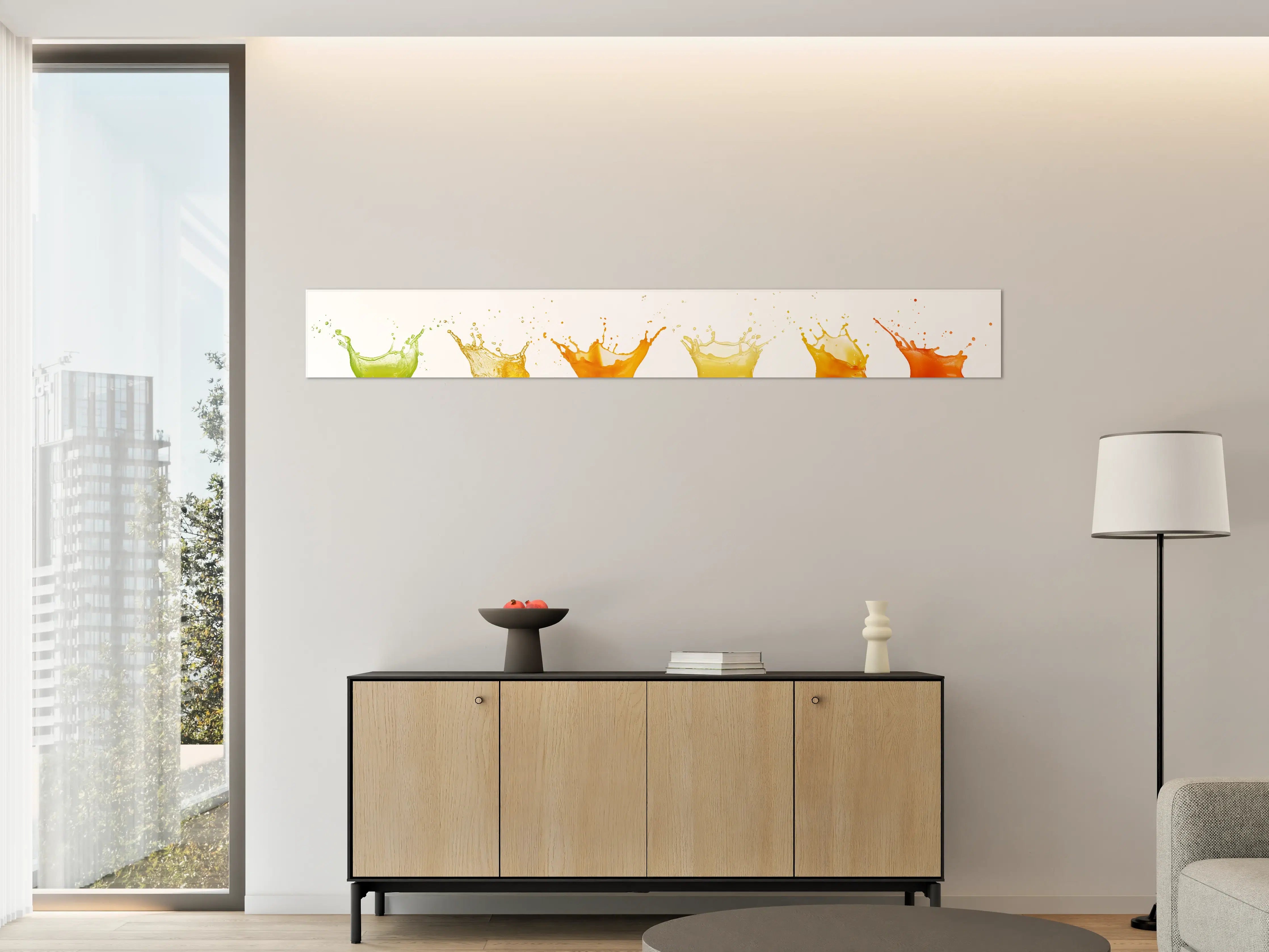 Große Wandbilder - Grün-Gelb-Orange Wassersplash
